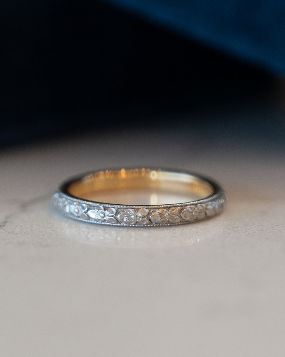 Antique Edwardian Orange Blossom Wedding Band 18k