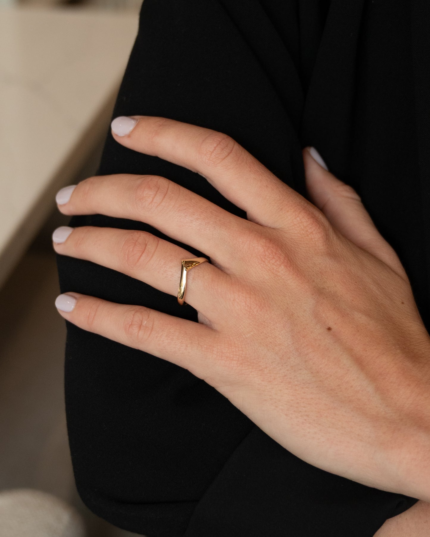 Contoured Stacking Band 14k Yellow Gold