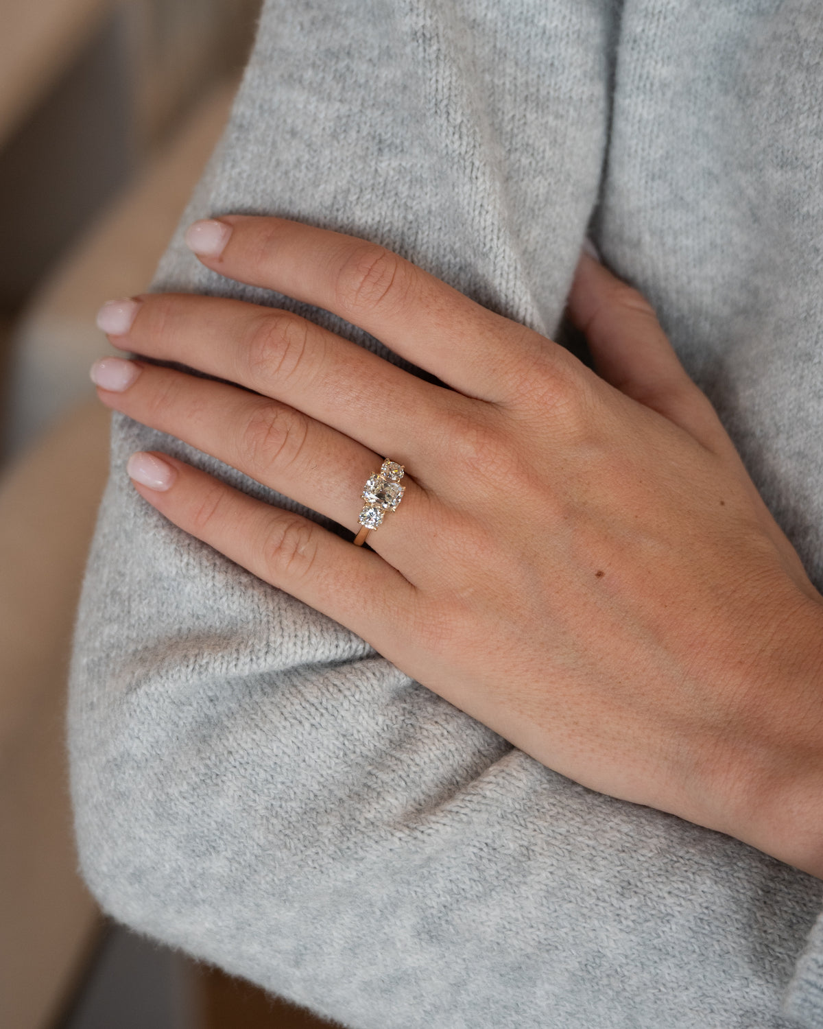 2.01 GIA Old Mine Cushion Cut Diamond Engagement Ring 14k