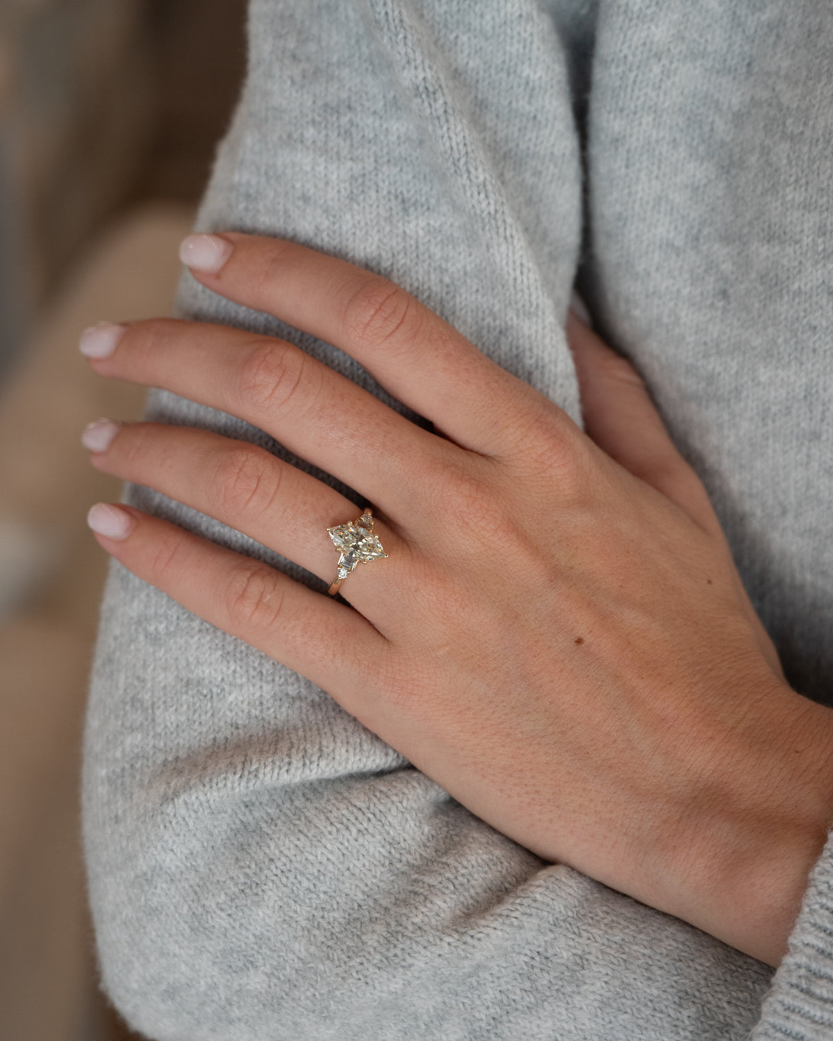 2.02 Marquise Diamond Engagement Ring 14k Yellow Gold