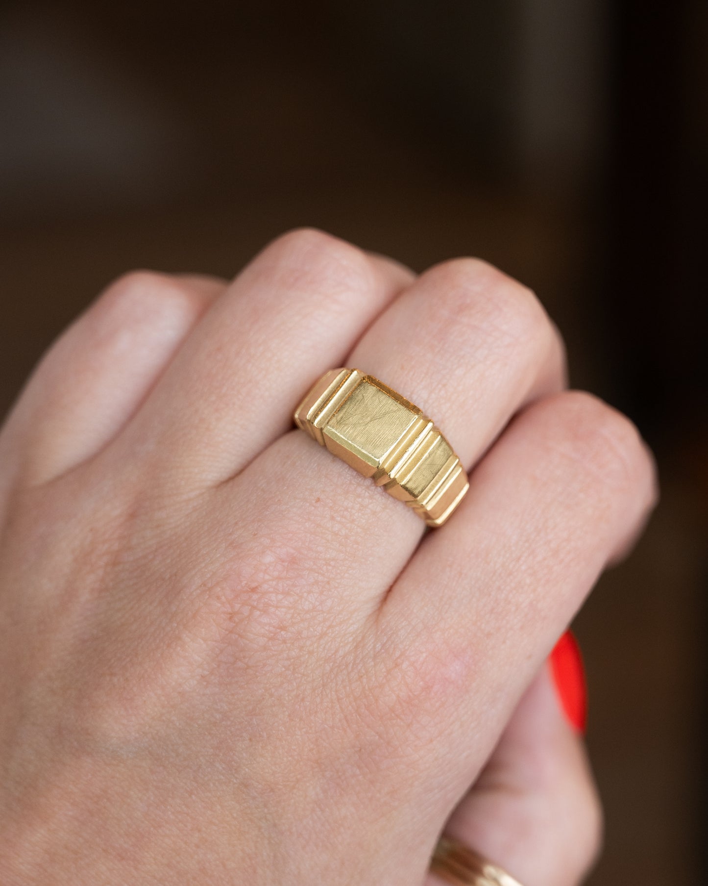 Men's Geometric Signet Ring 18k Yellow Gold
