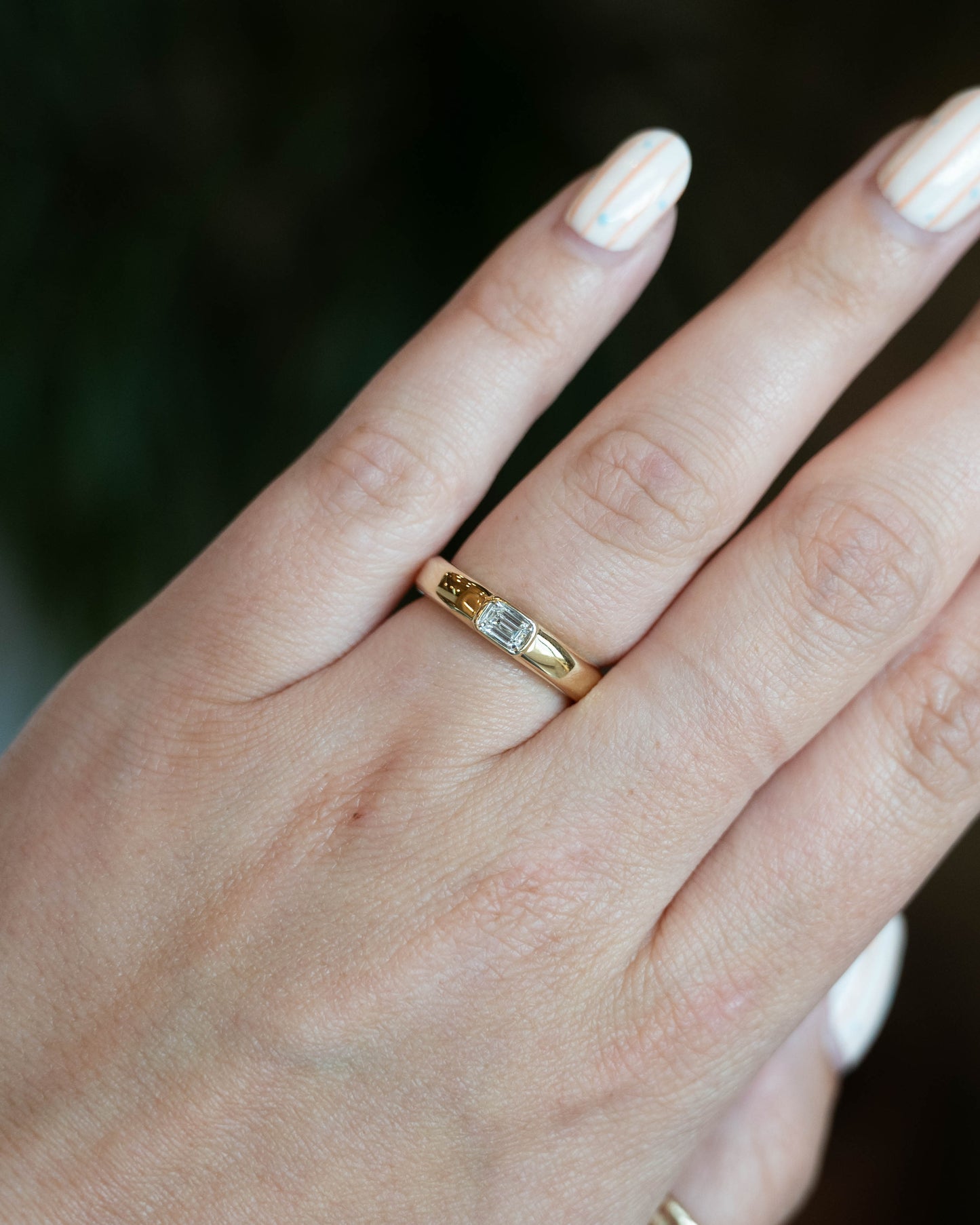 .21 East-West Diamond Engagement Ring 14k & Platinum