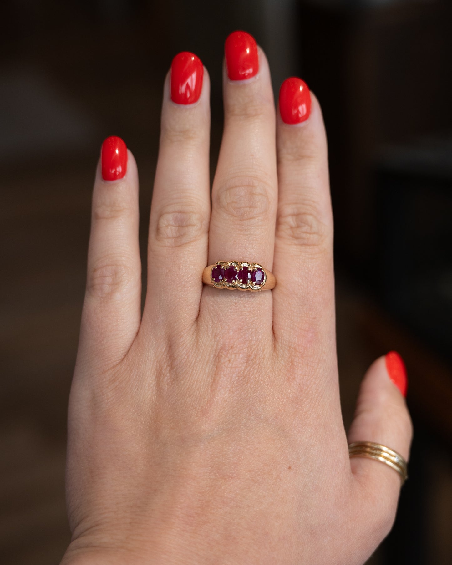 1.24 Oval Ruby Cocktail Ring 14k Yellow Gold