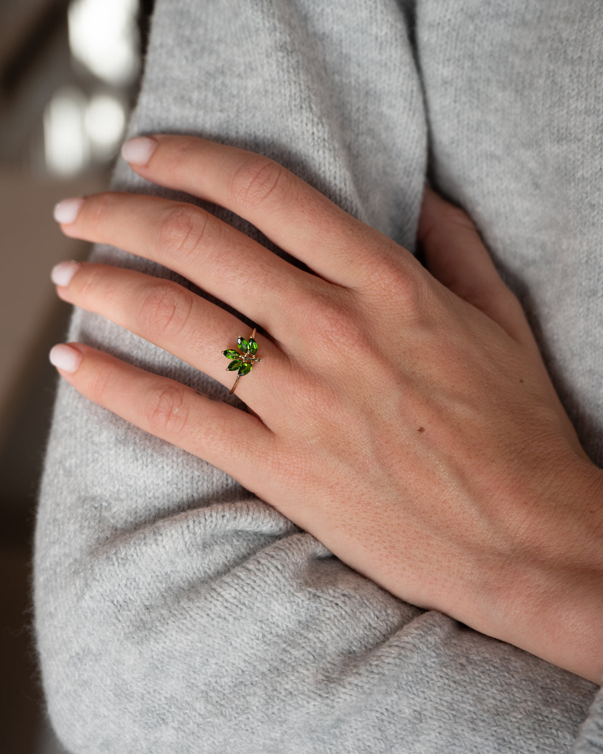 .80 Tsavorite Garnet Leaf Cocktail Ring 14k
