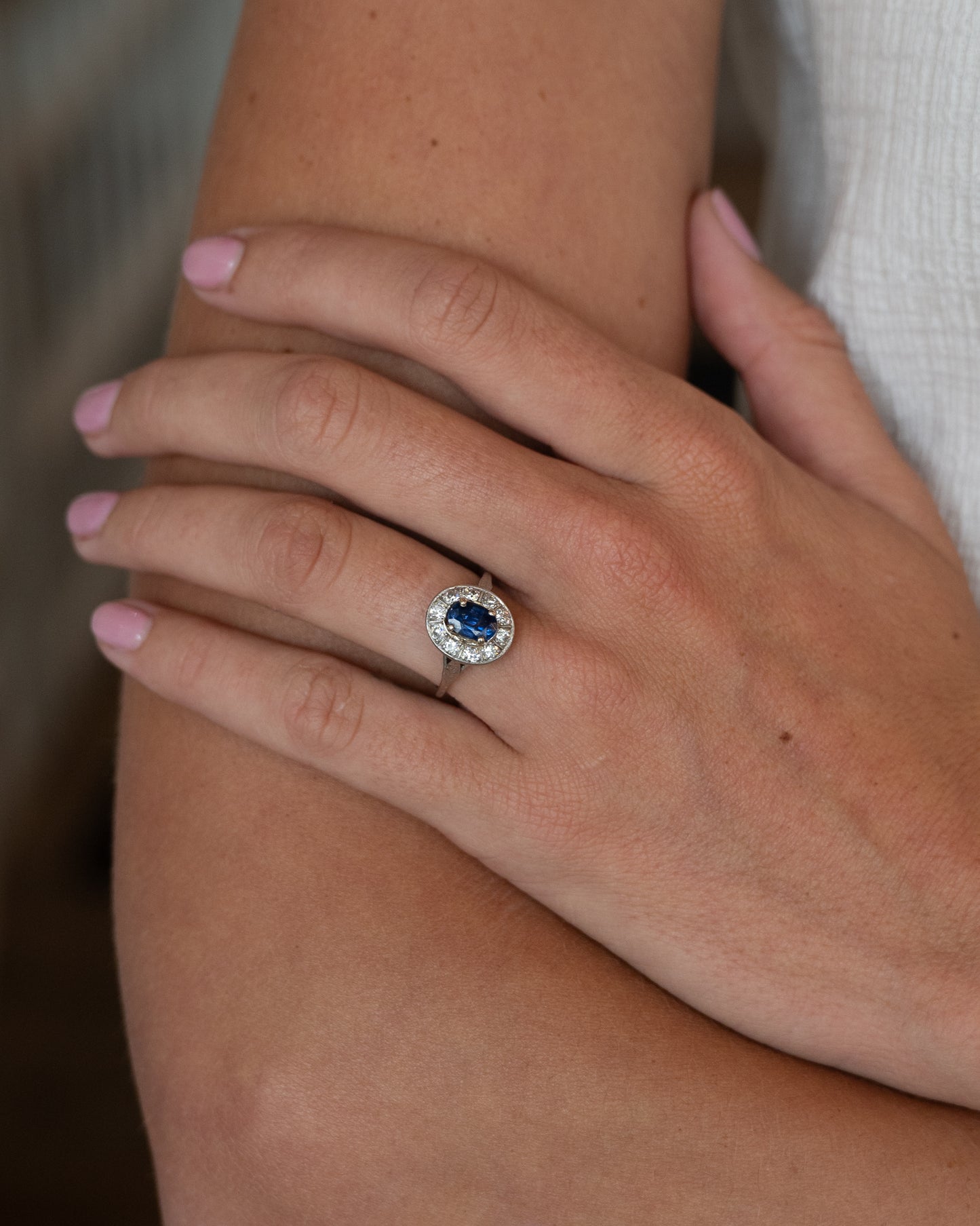 1.26 Antique Art Deco Sapphire Engagement Ring Platinum
