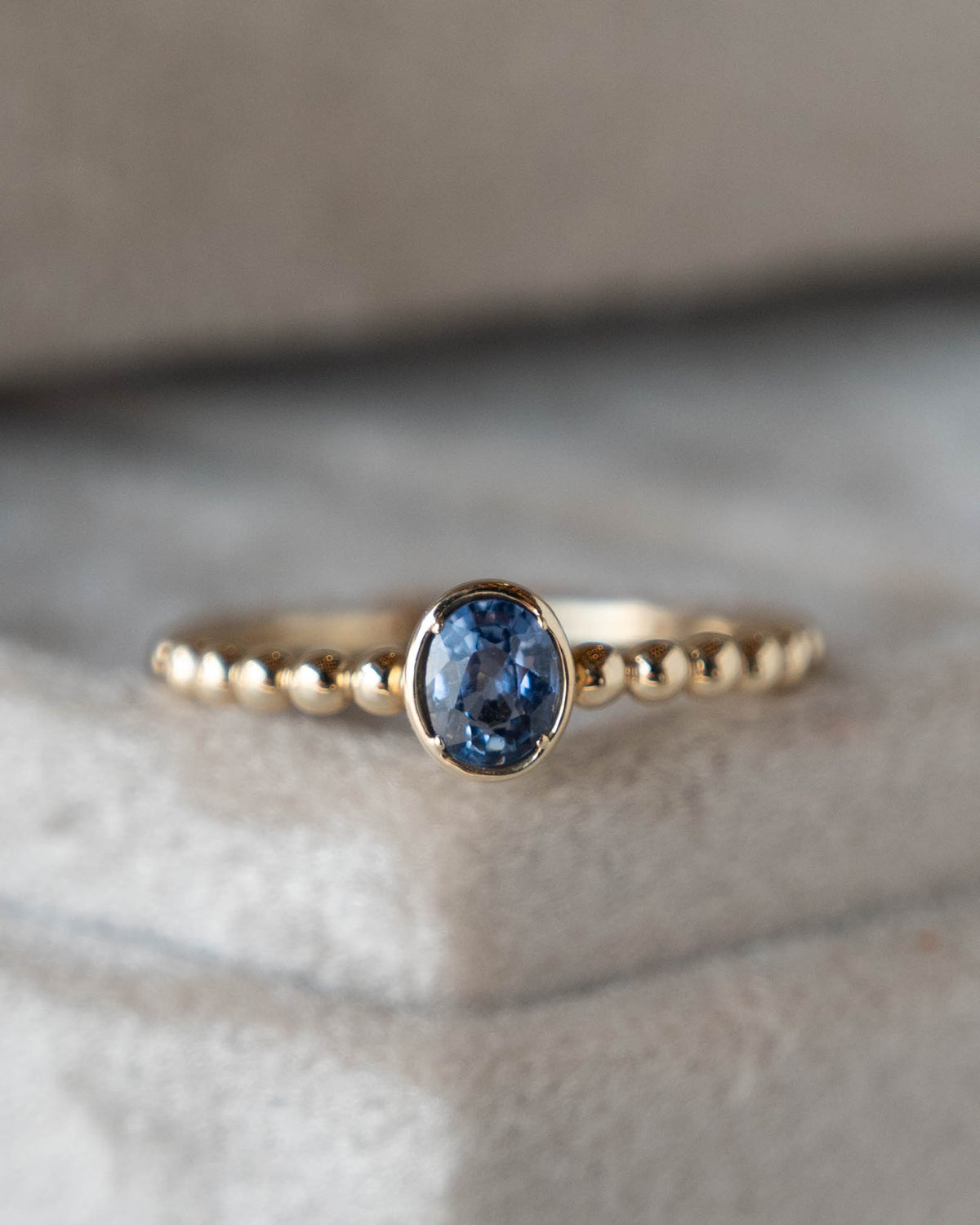 .50 Oval Cut Blue Sapphire Stacking Ring 14k