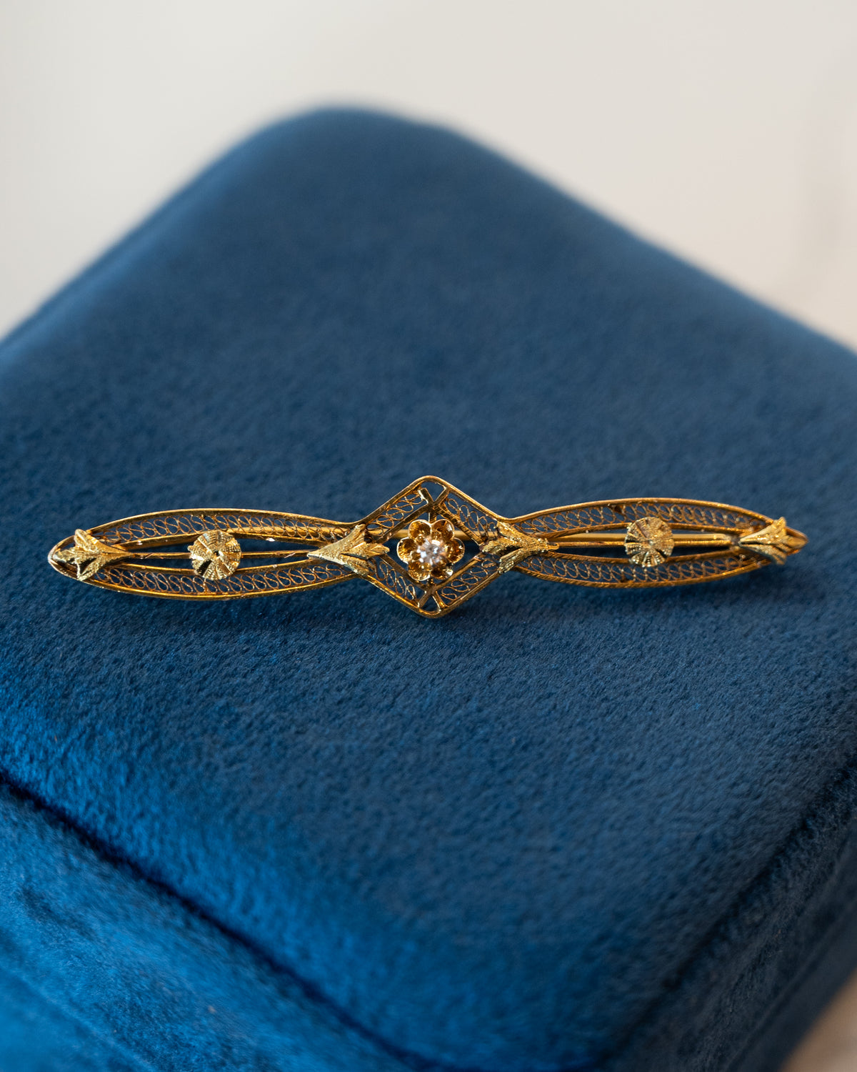 Art Deco Diamond Pilot Pin 14k Yellow Gold