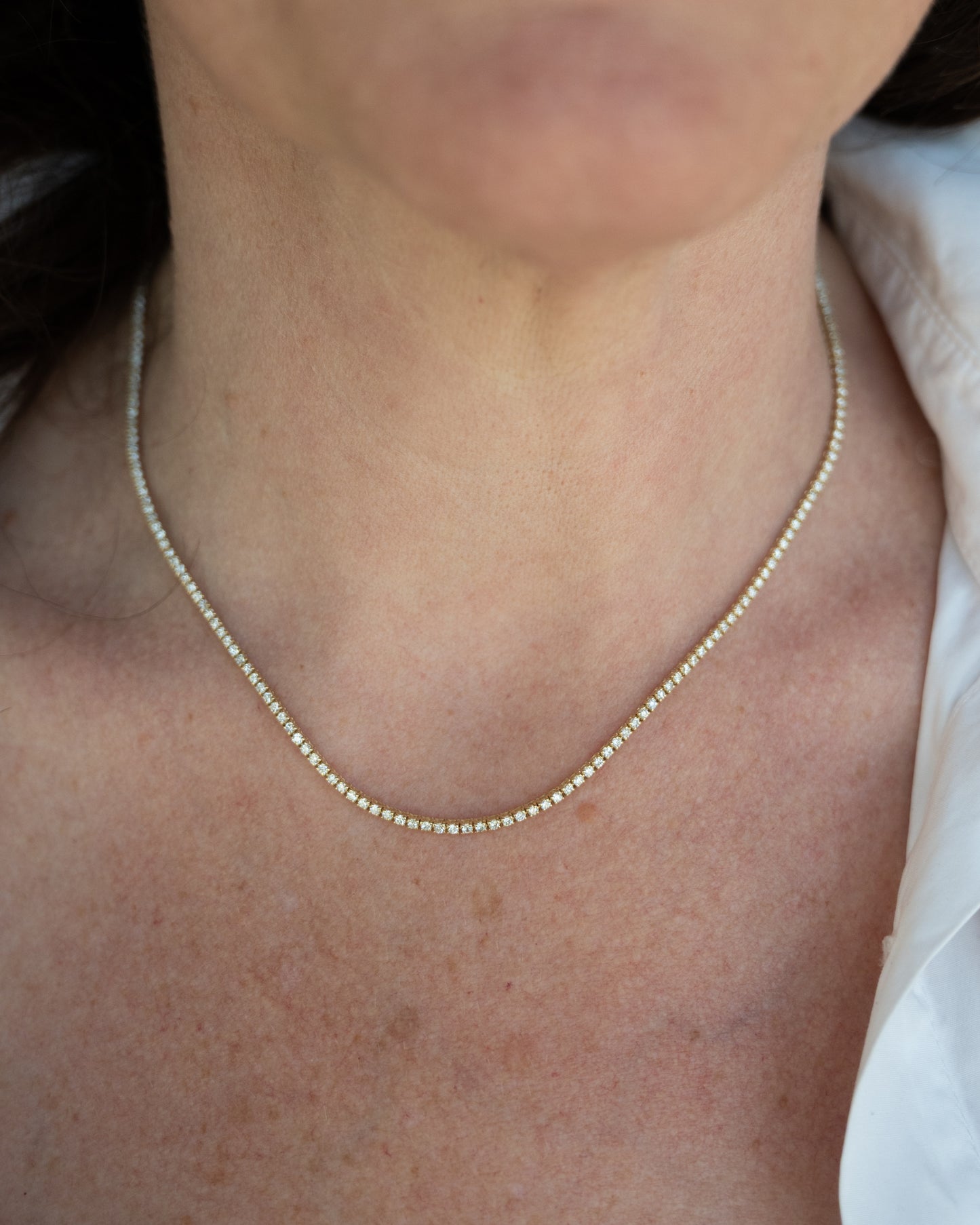 3.36 Diamond Tennis Necklace 14k Yellow Gold