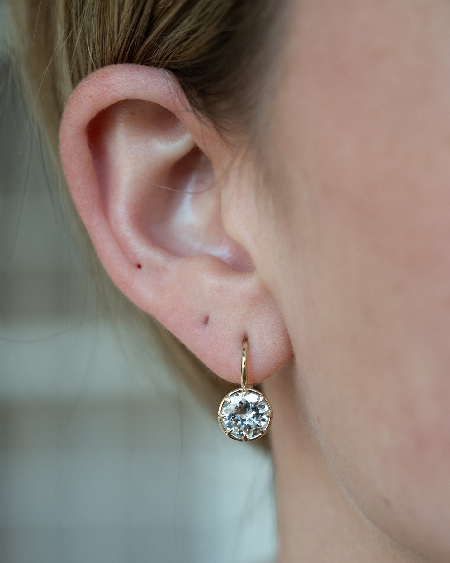 3.14 Old European Diamond Drop Earrings 14k