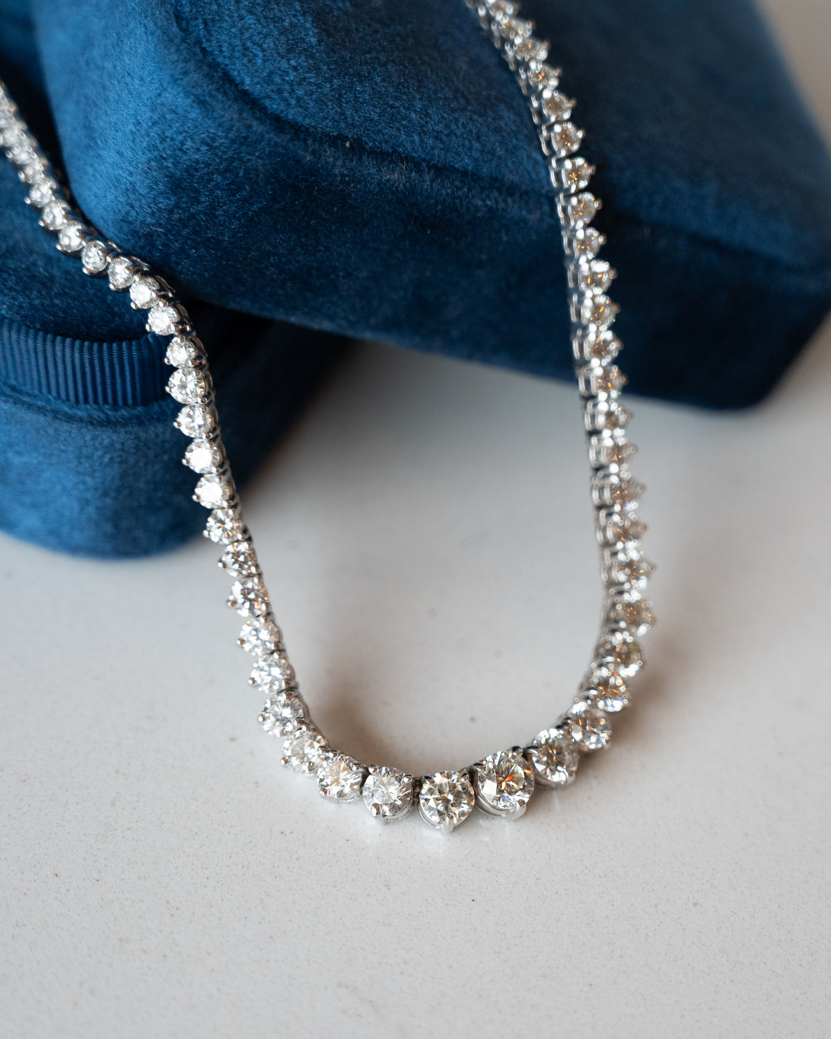 15.78 Diamond Riviera Necklace 14k White Gold
