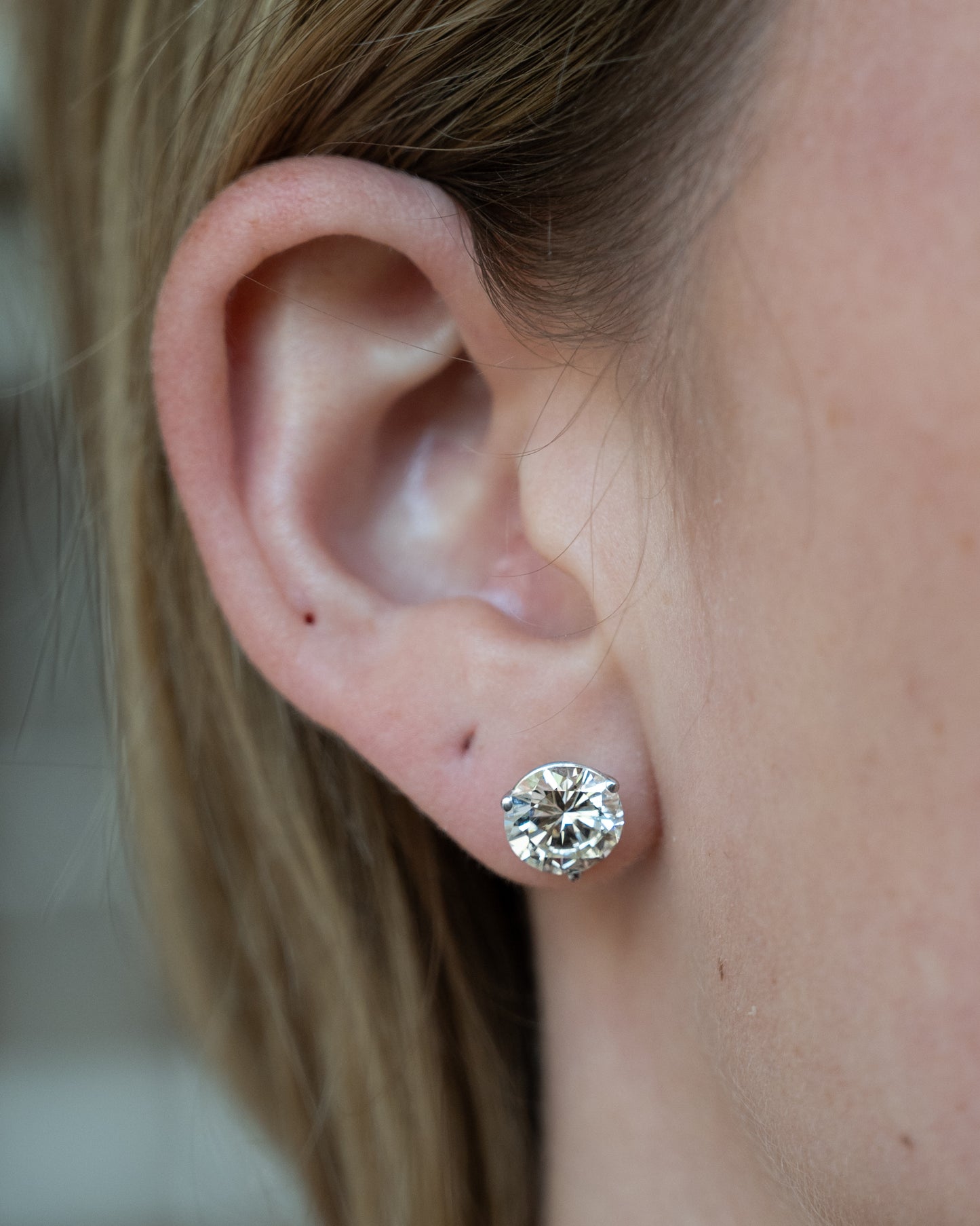 4.89 Diamond Stud Earrings 14k White Gold
