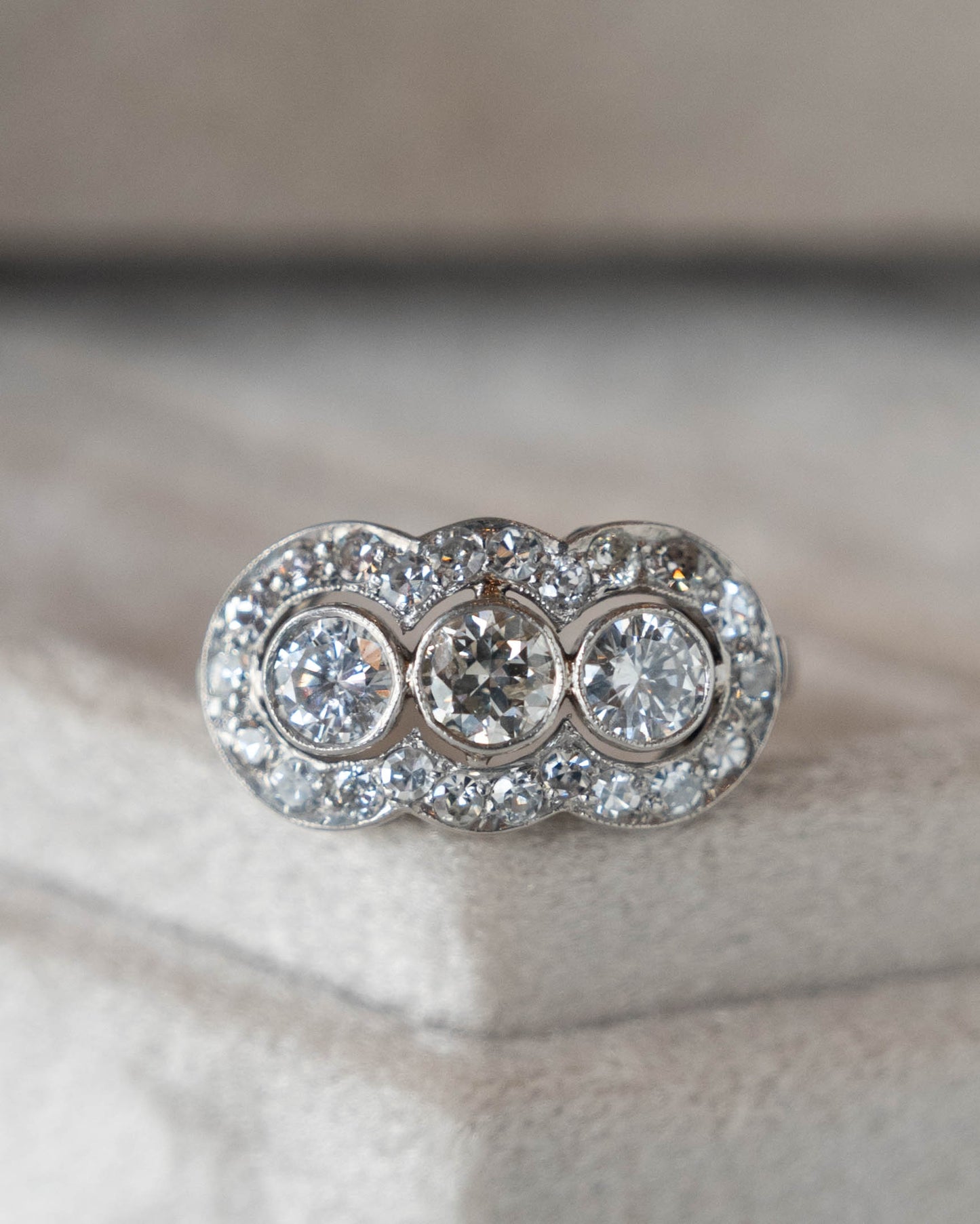 .40 Vintage Mid-Century Diamond Cocktail Ring Platinum