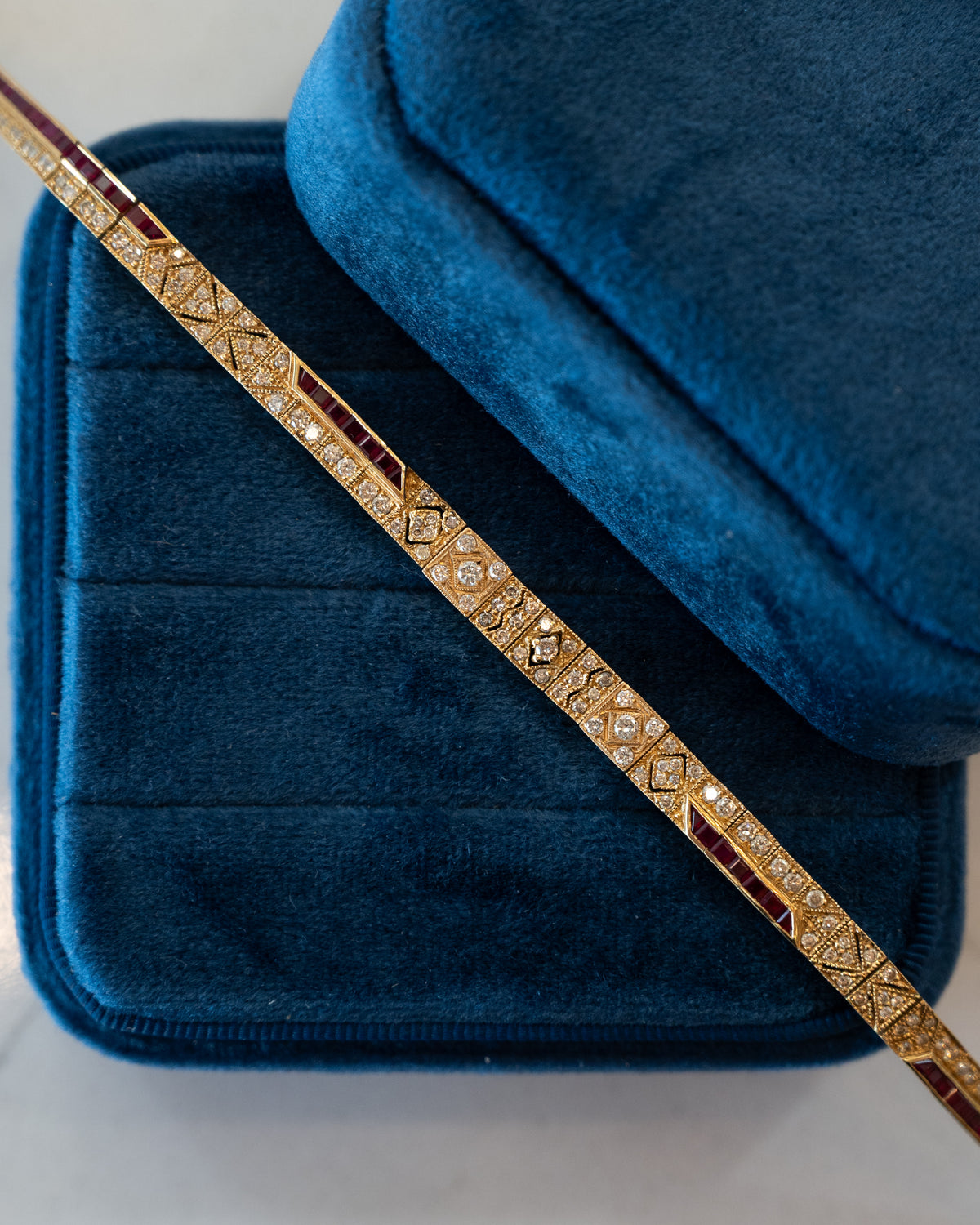 3.29 Diamond & Ruby Bracelet 18k Yellow Gold