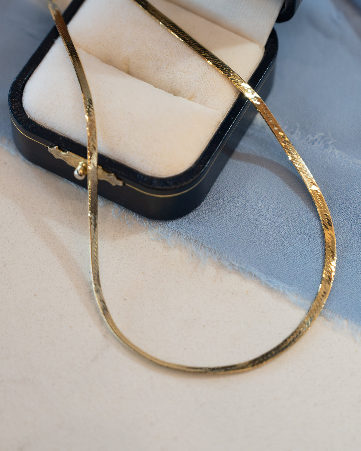 Herringbone Chain Necklace 14k Yellow Gold