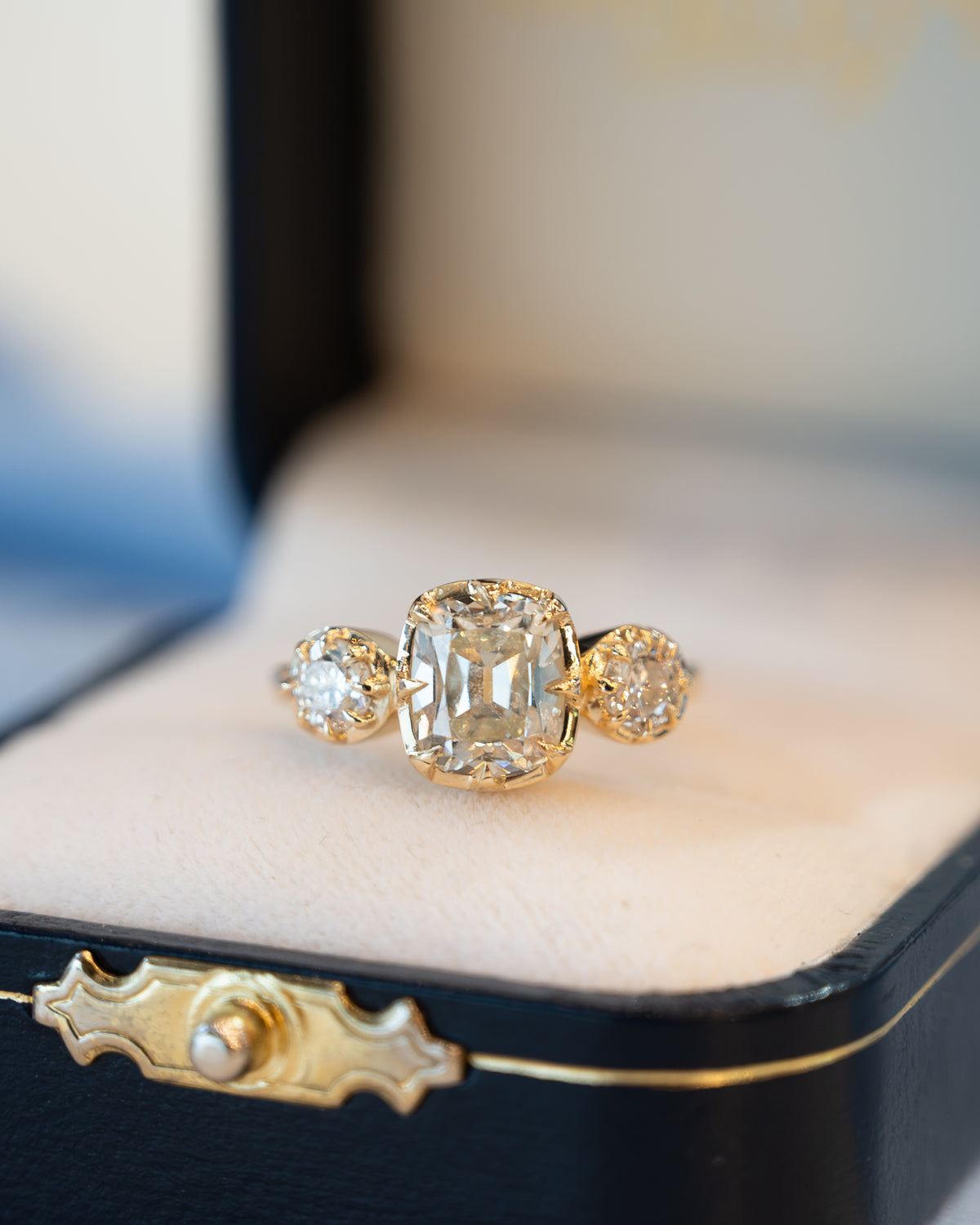 2.01 GIA Old Mine Cushion Diamond Engagement Ring 14k