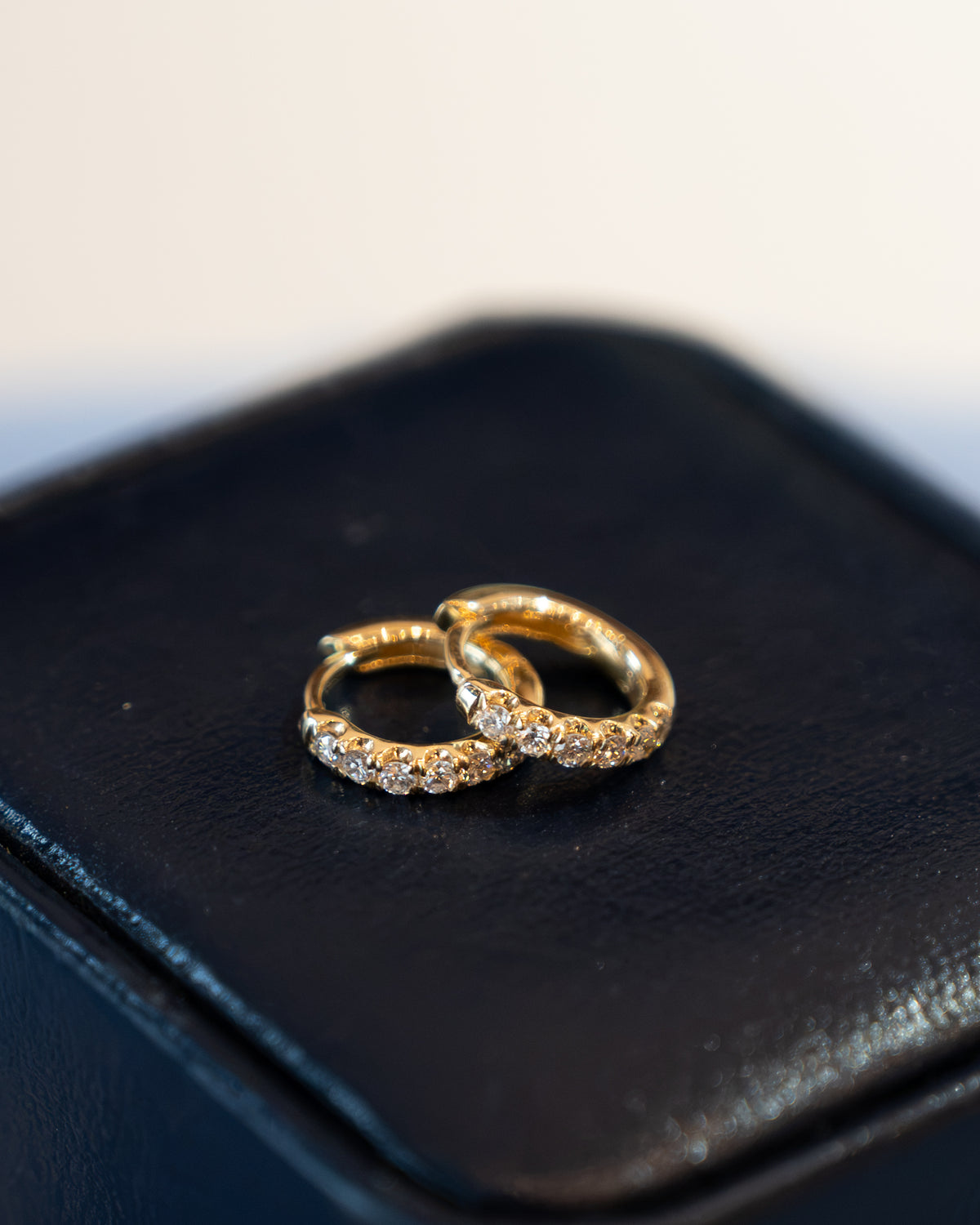 .18 Diamond Huggie Hoop Earrings 14k Yellow Gold