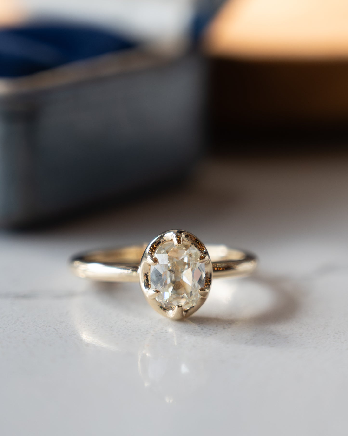 1.53 Old Mine Cushion Diamond Engagement Ring 14k