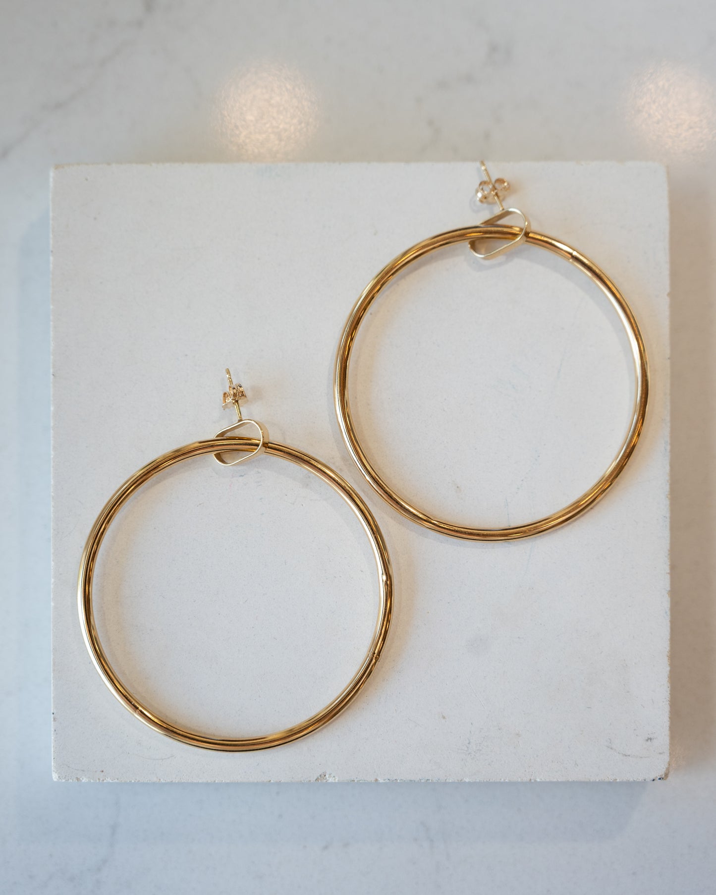 2" Hollow Tube Hoop Earrings 14k Yellow Gold