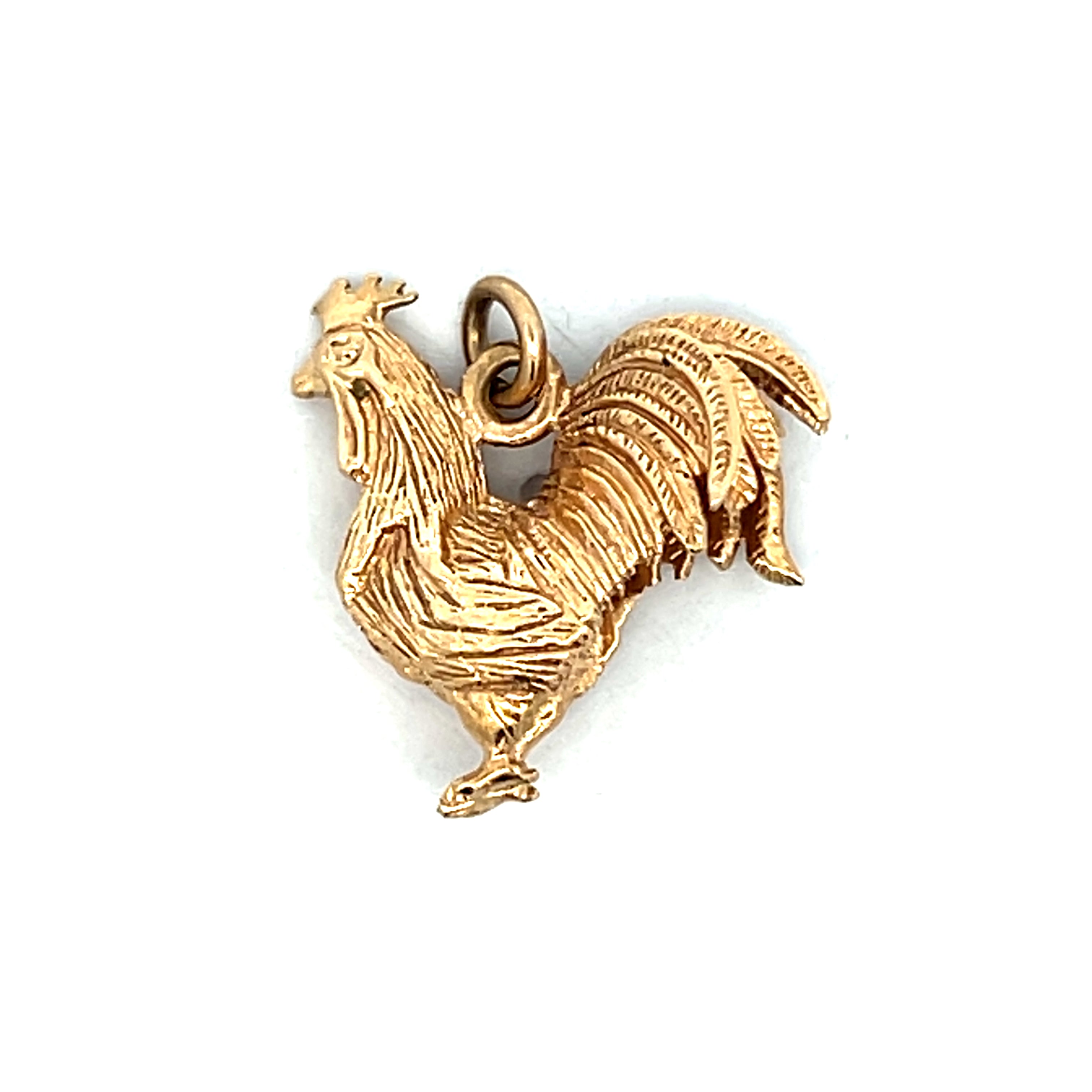 Rooster Pendant Charm in 14k Yellow Gold – Filigree Jewelers
