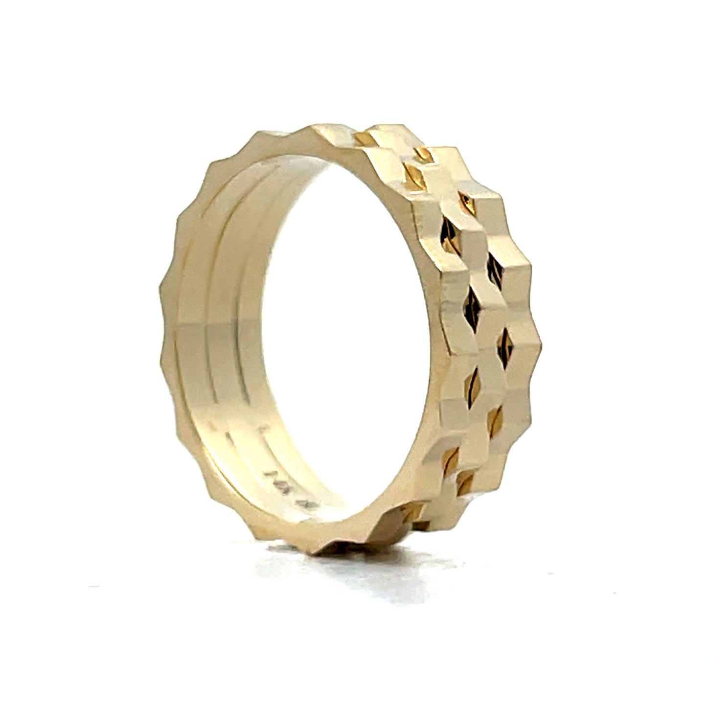 Studded Geometric Stacking Ring in 14k Yellow Gold
