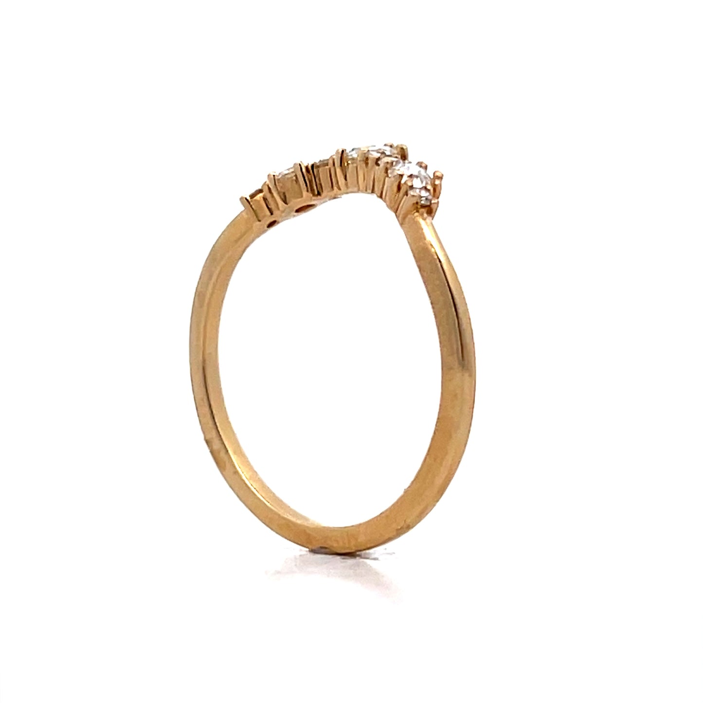 .35 Rose Cut Diamond Contour Wedding Band in 14k Yellow Gold