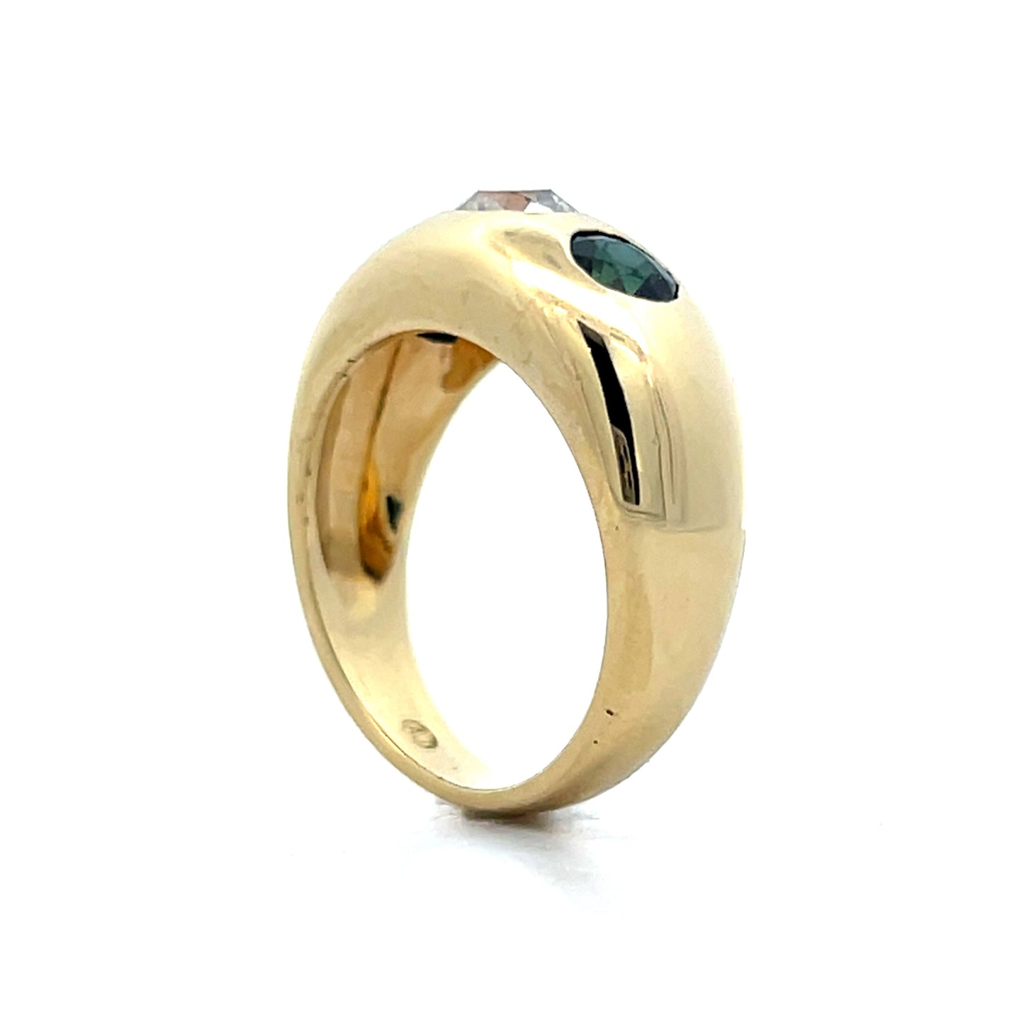 .70 Victorian Style Three Stone Ring in 18k Yellow Gold