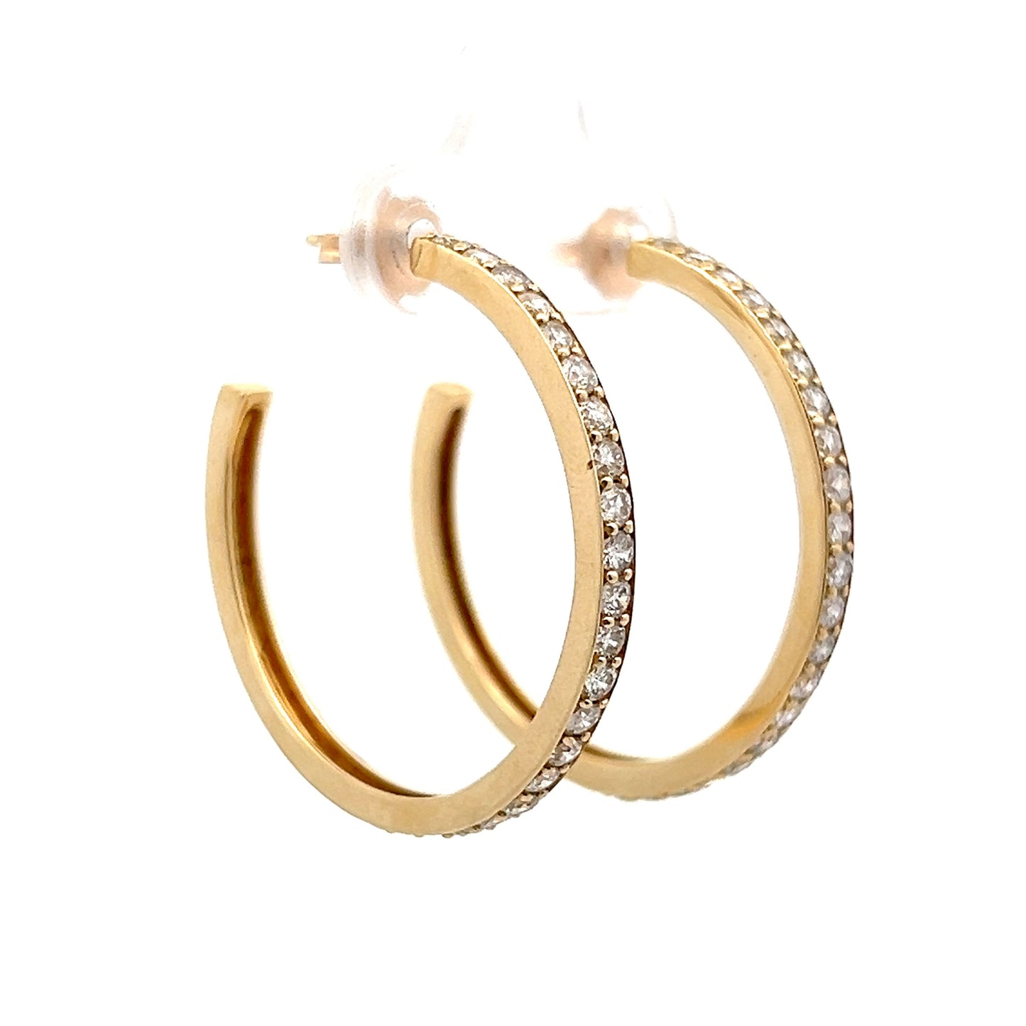 1.50 Classic Diamond Hoop Earrings in 14k Yellow Gold