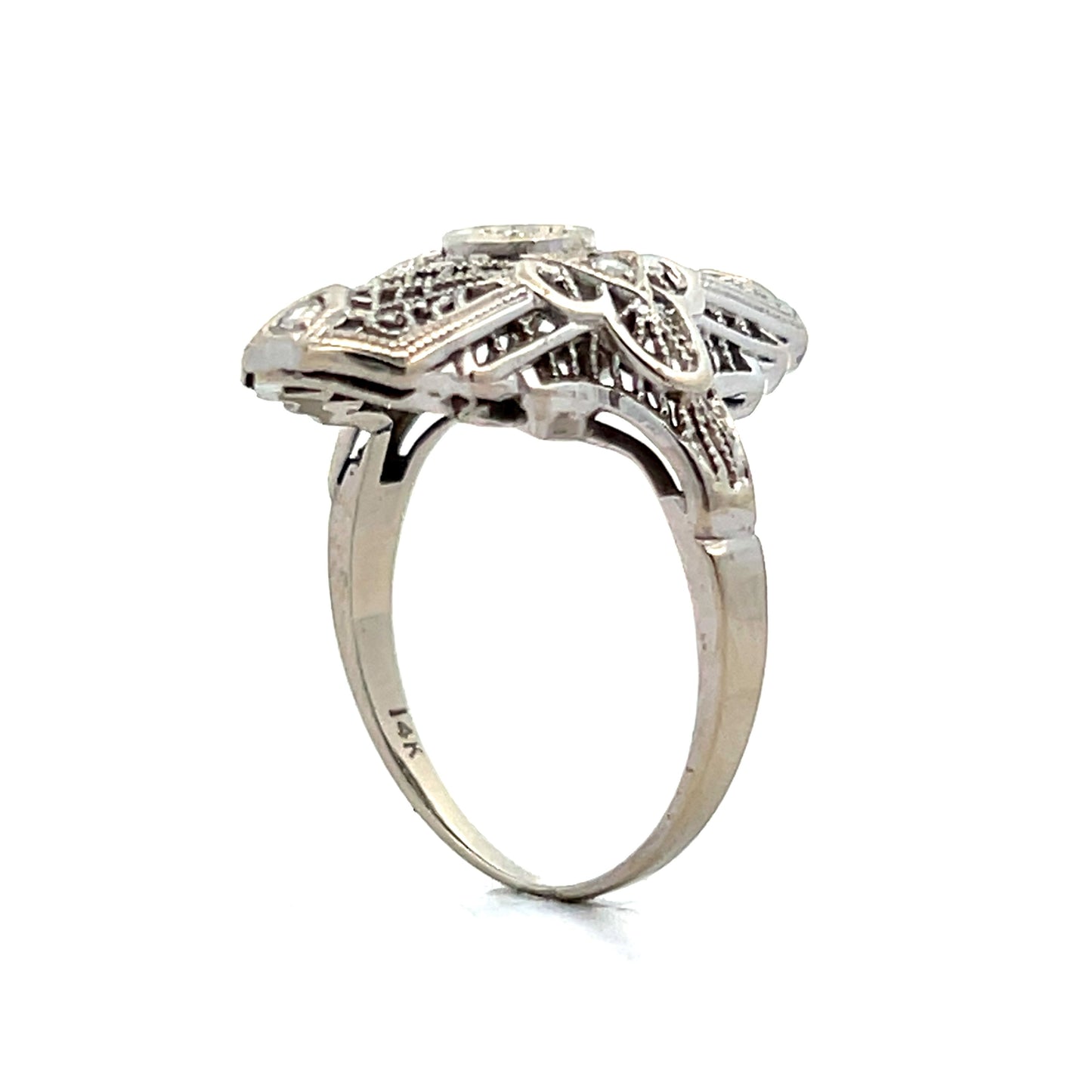 .11 Vintage Art Deco Geometric Ring in 14k White Gold