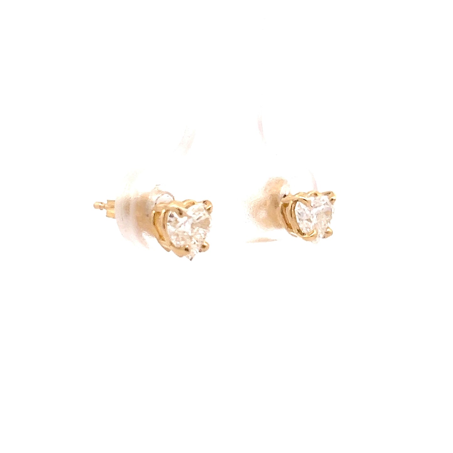 .90 Heart Shaped Diamond Stud Earrings in 14k