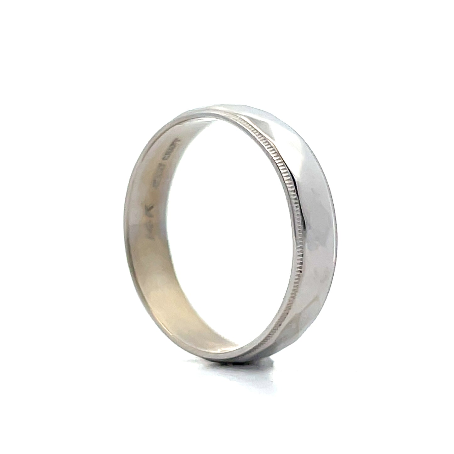 5.25mm Diamond Cut Pattern Band in 14k White Gold