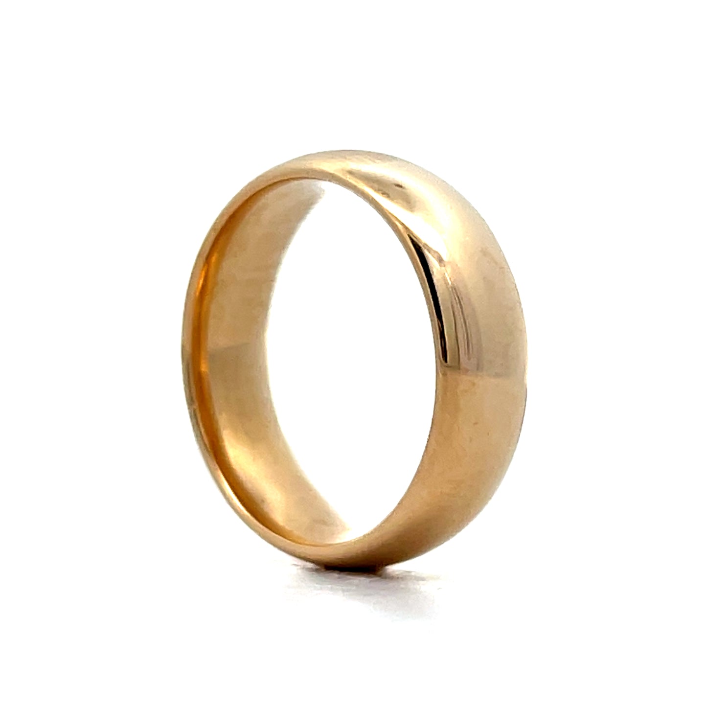 Mens 6mm Half Round Comfort Wedding Band in 14k