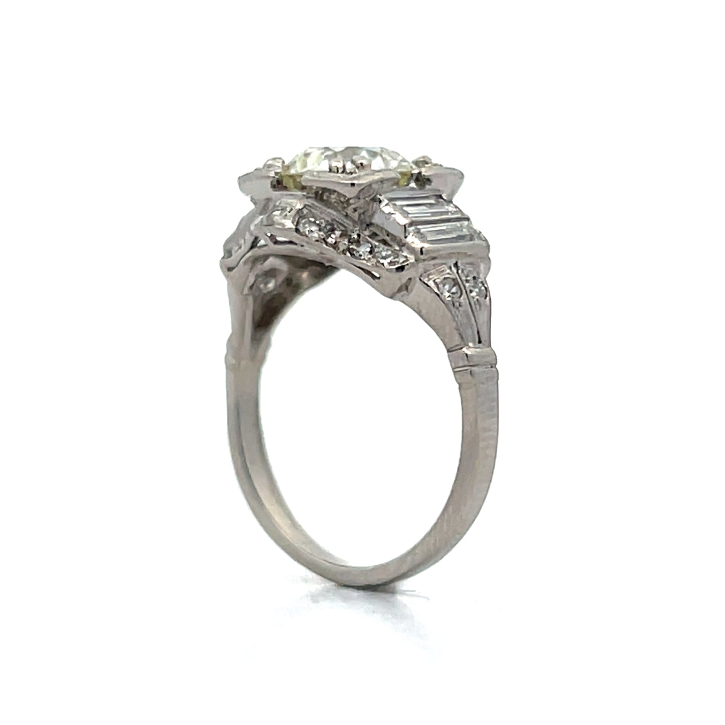 1.88 Deco Old Euro Diamond Engagement Ring in Platinum
