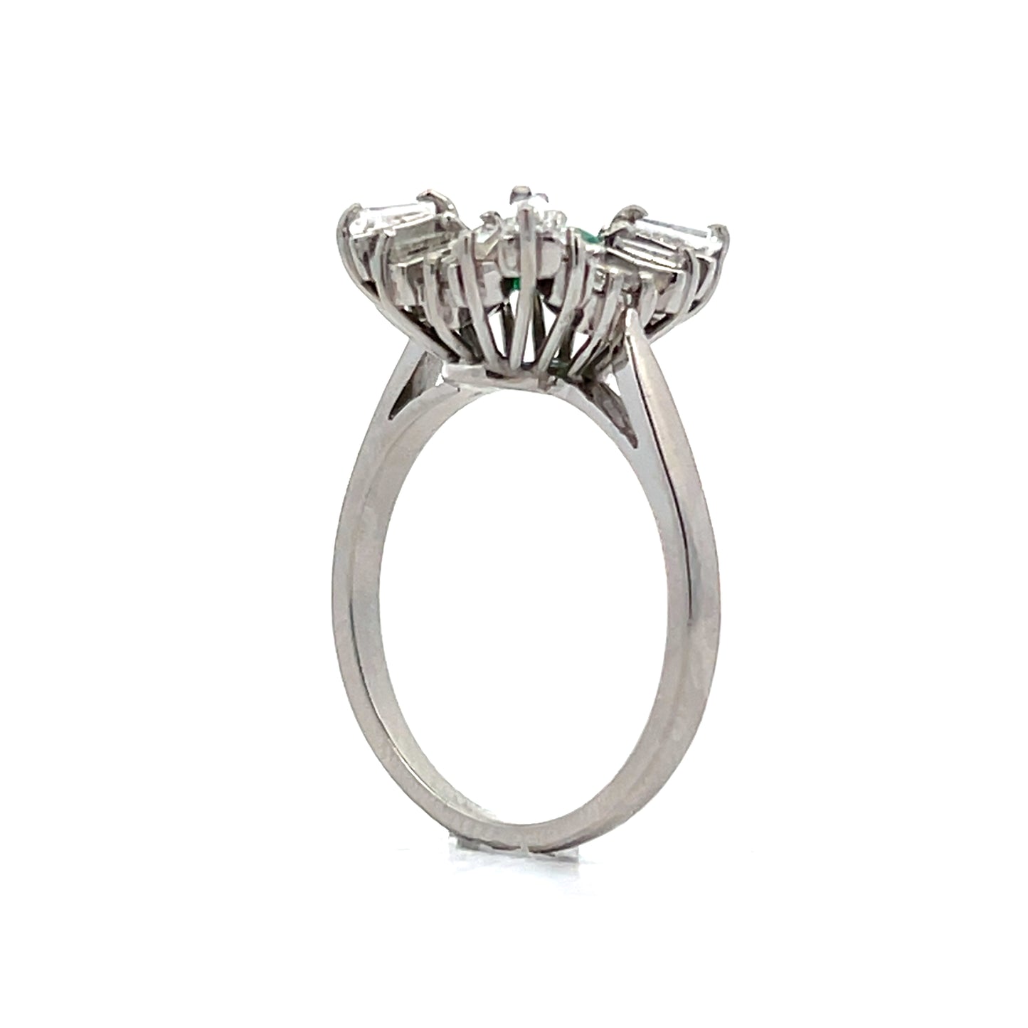 .36 Emerald & Diamond Ballerina Cocktail Ring in Platinum