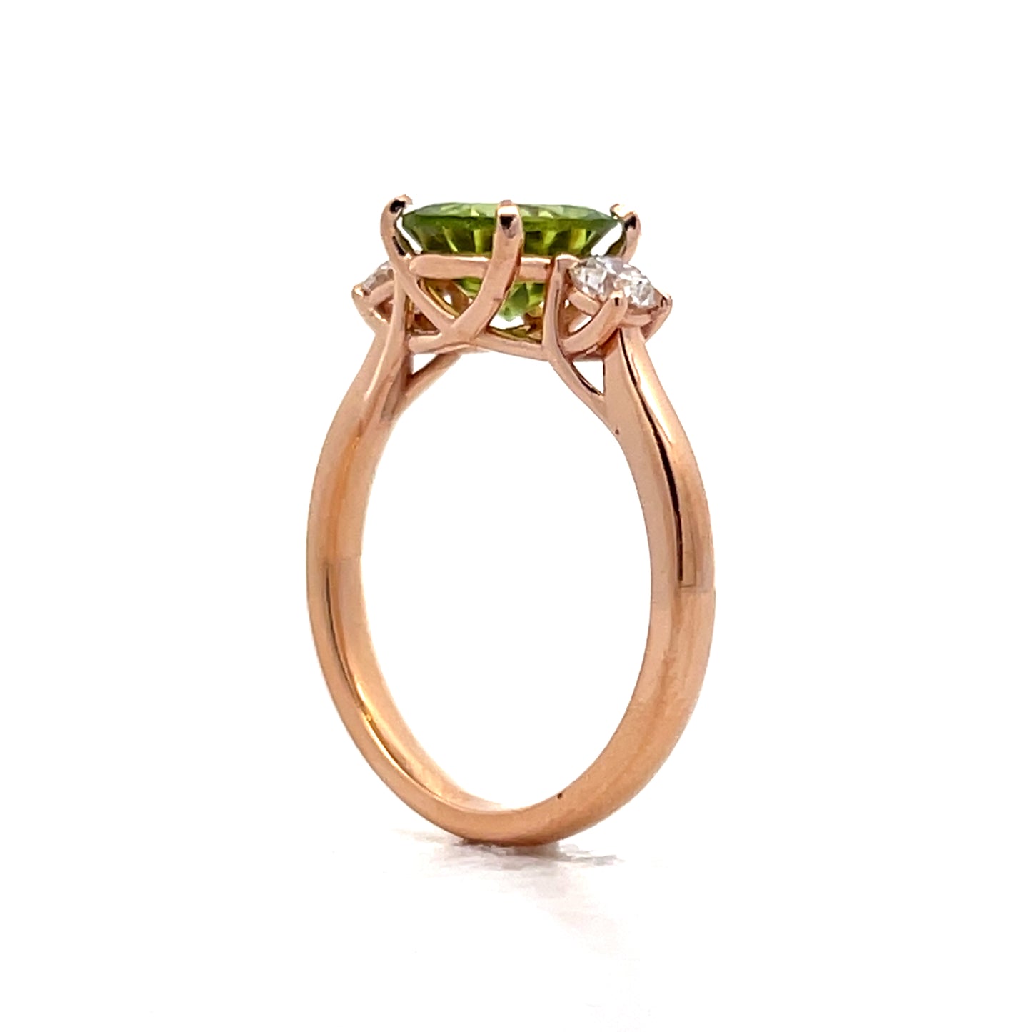 1.31 Peridot Engagement Ring in 18k Rose Gold