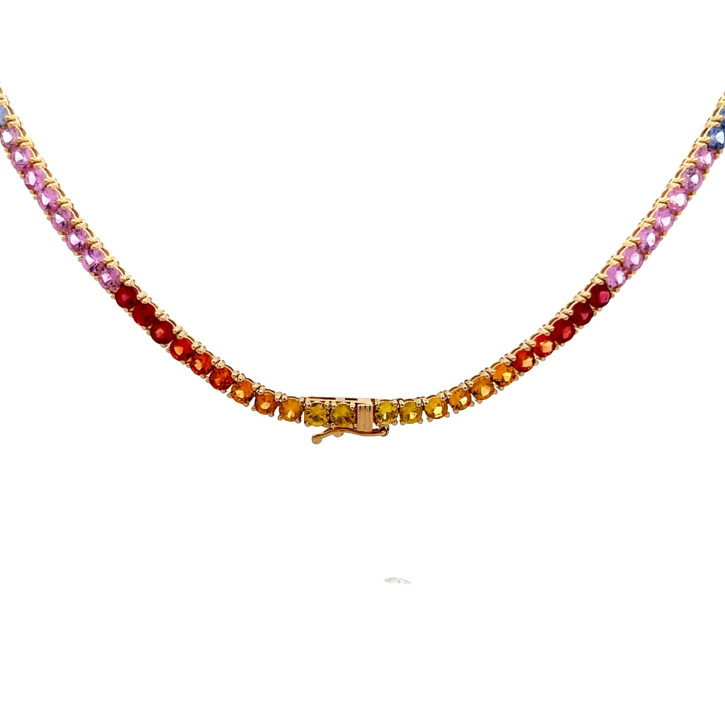17.80 Rainbow Sapphire Necklace in 14k Yellow Gold