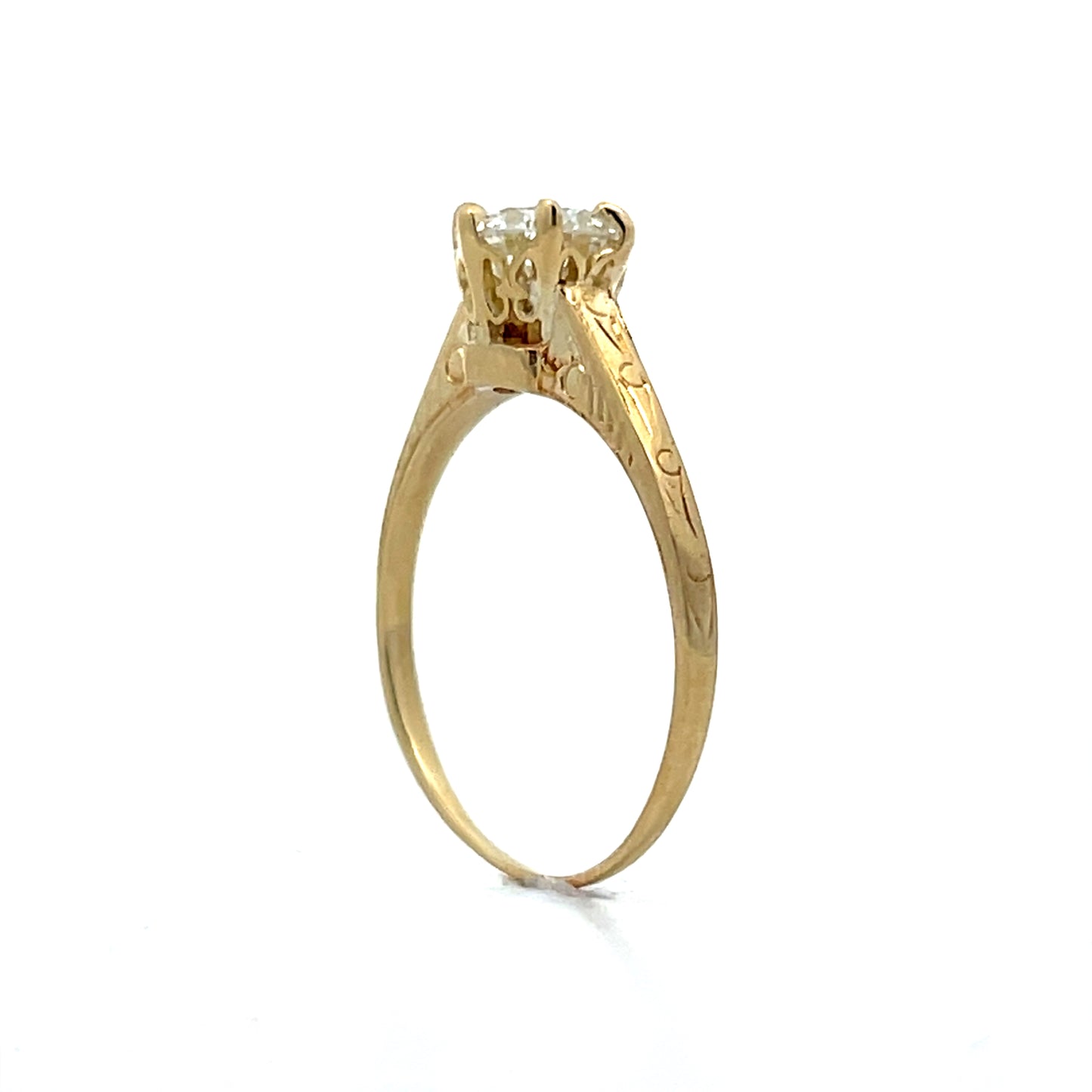 .90 Vintage Art Deco Engagement Ring in 14k Yellow Gold