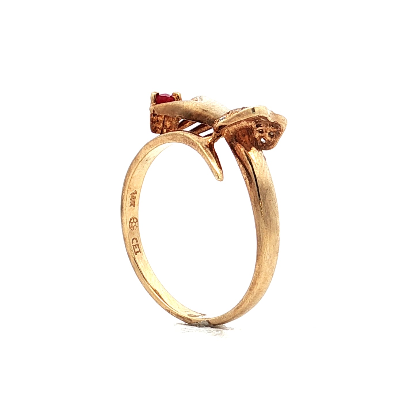 .31 Vintage Retro Ruby & Diamond Ring in 14k Yellow Gold
