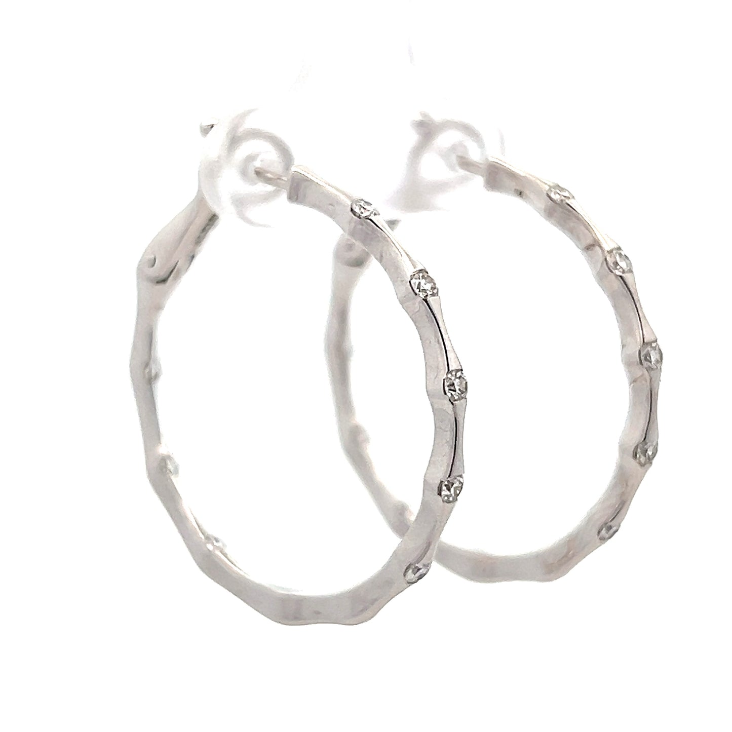 .33 Wavy Diamond Hoop Earrings in 18k