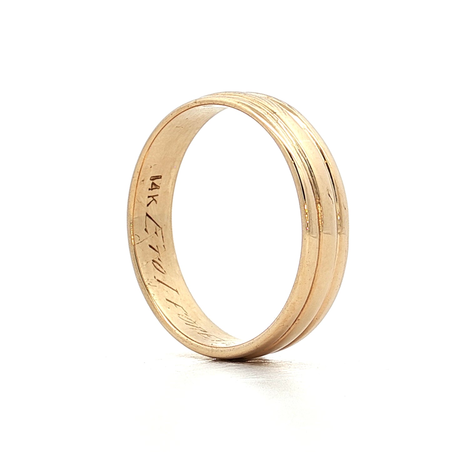 Vintage Mens Retro Triple Wedding Band in 14k Yellow Gold
