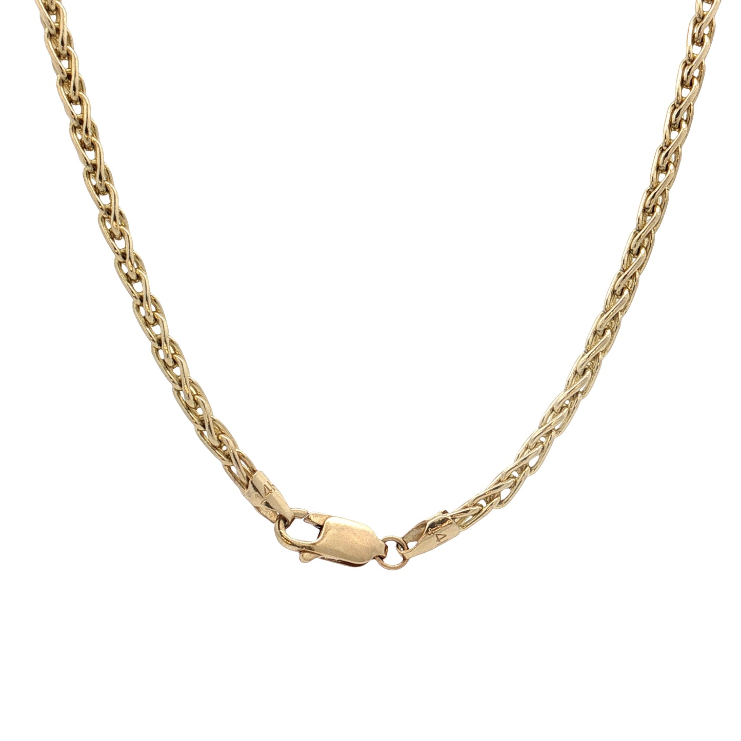 18" Textured Wheat Chain Necklace 14k Yellow Gold