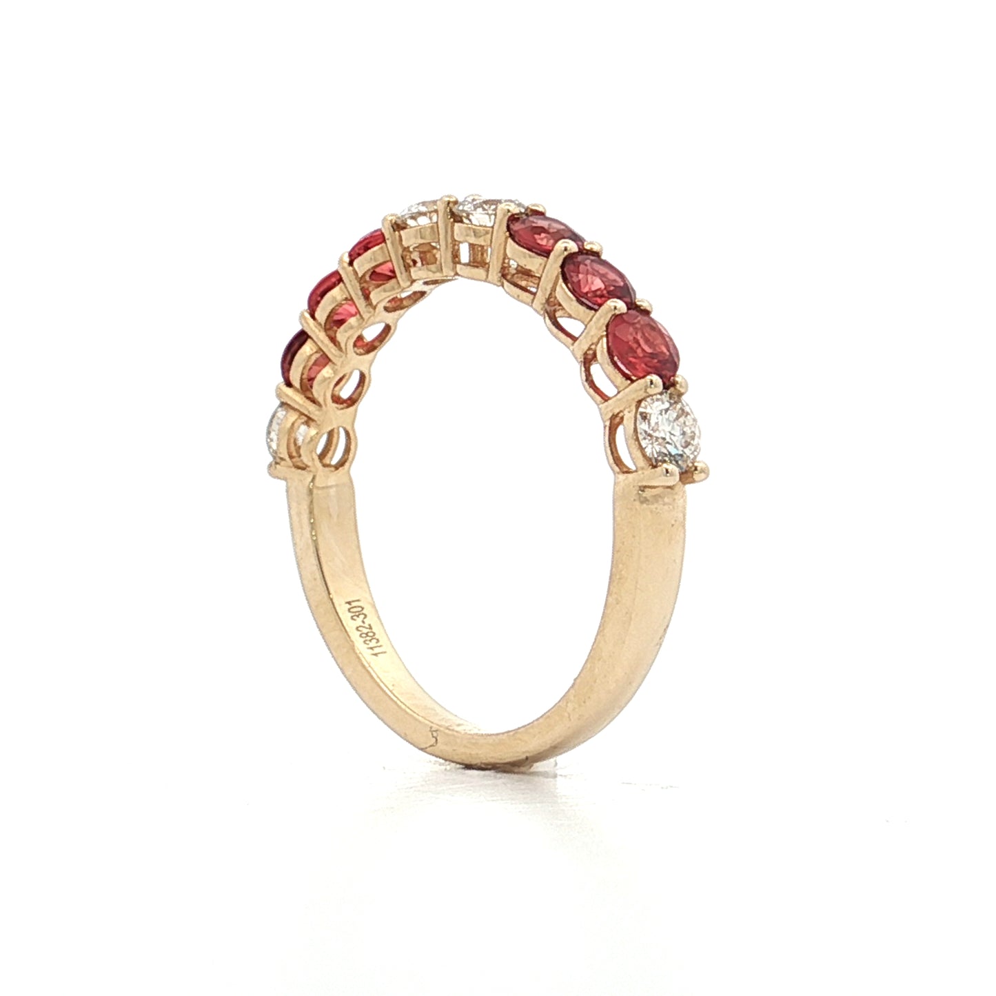 Diamond & Orange Sapphire Stacking Band 14k