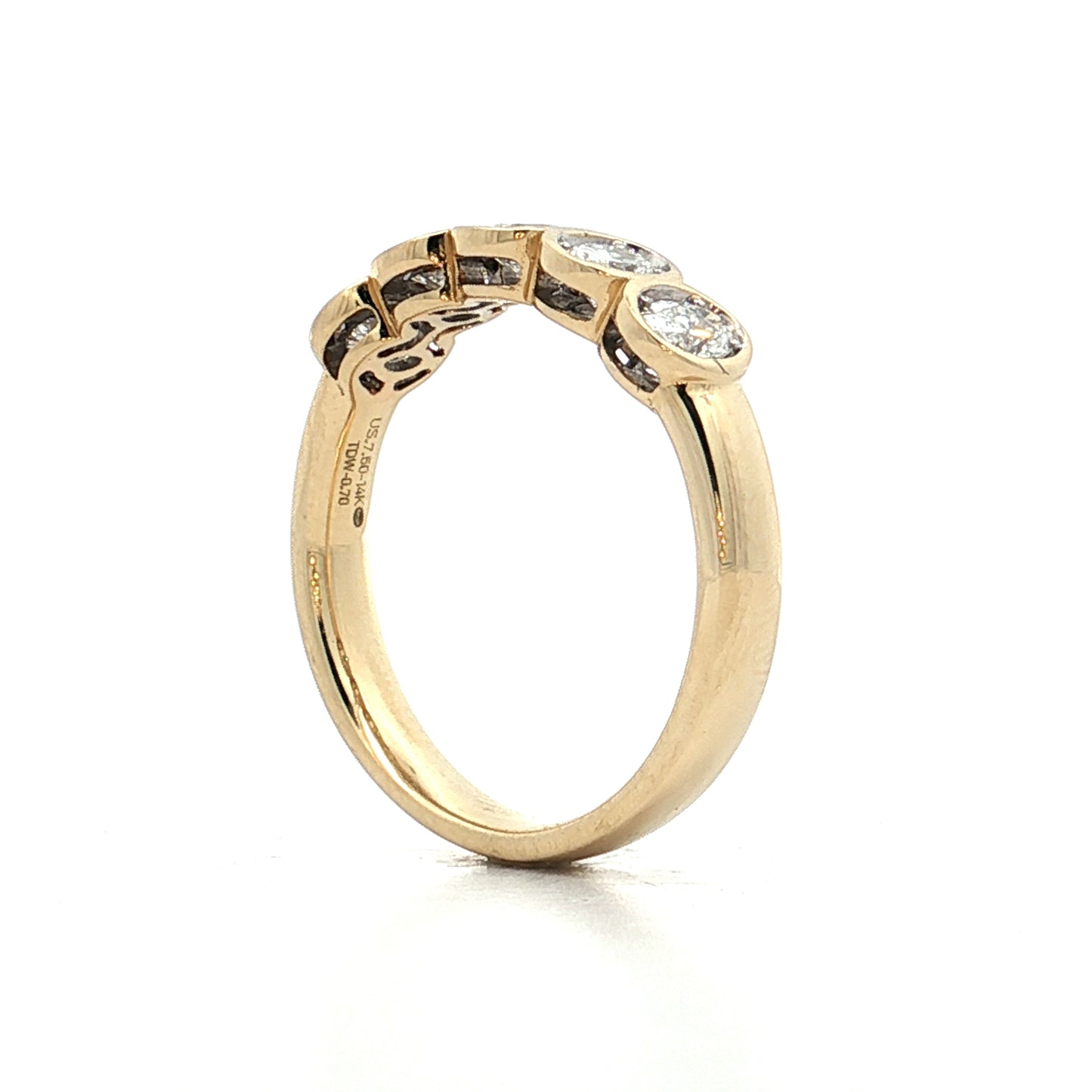 .70 Oval Diamond Wedding Band 14k Yellow Gold