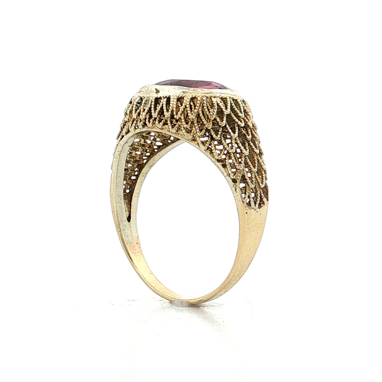 2.03 Oval Pink Tourmaline Cocktail Ring 14k
