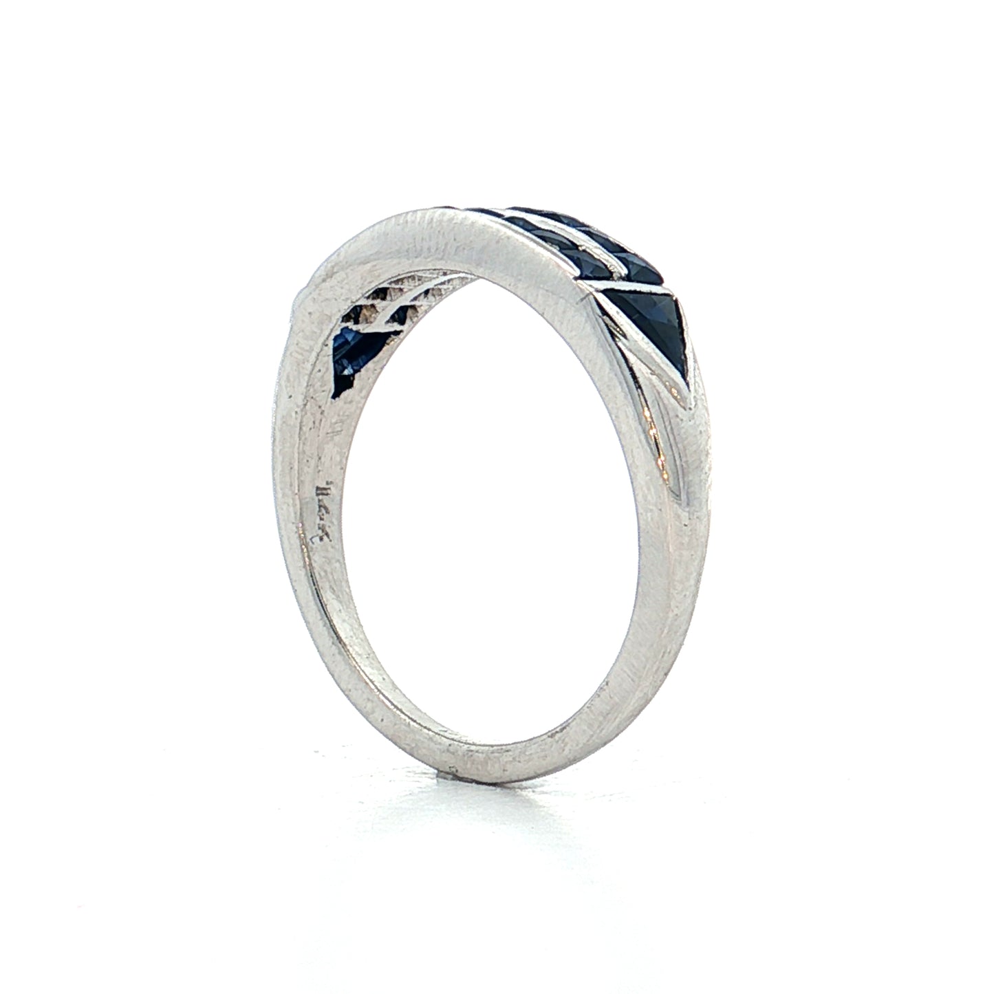 .64 Vintage Deco French Cut Sapphire Stacking Ring 14k