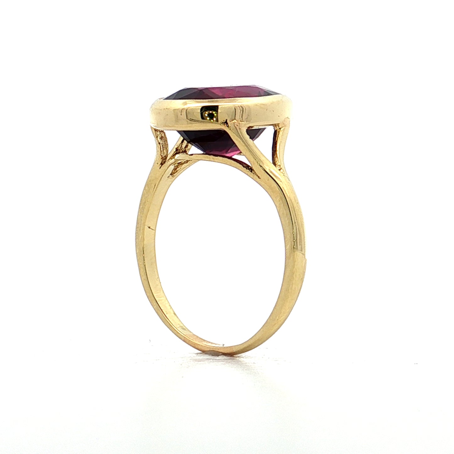 6.33 Oval Rhodolite Garnet Cocktail Ring 18k Yellow Gold