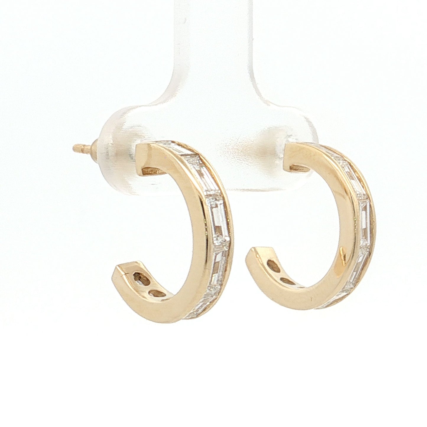 1.80 Baguette Diamond Hoop Earrings 18k Yellow Gold