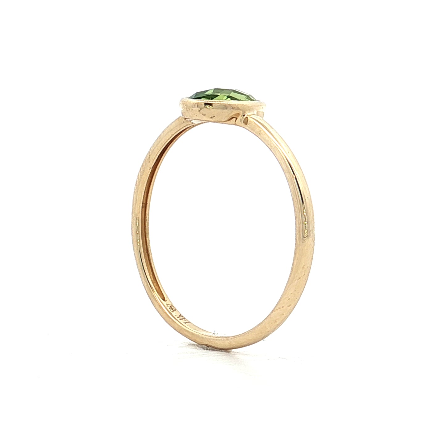.74 Oval Peridot Engagement Ring 14k Yellow Gold