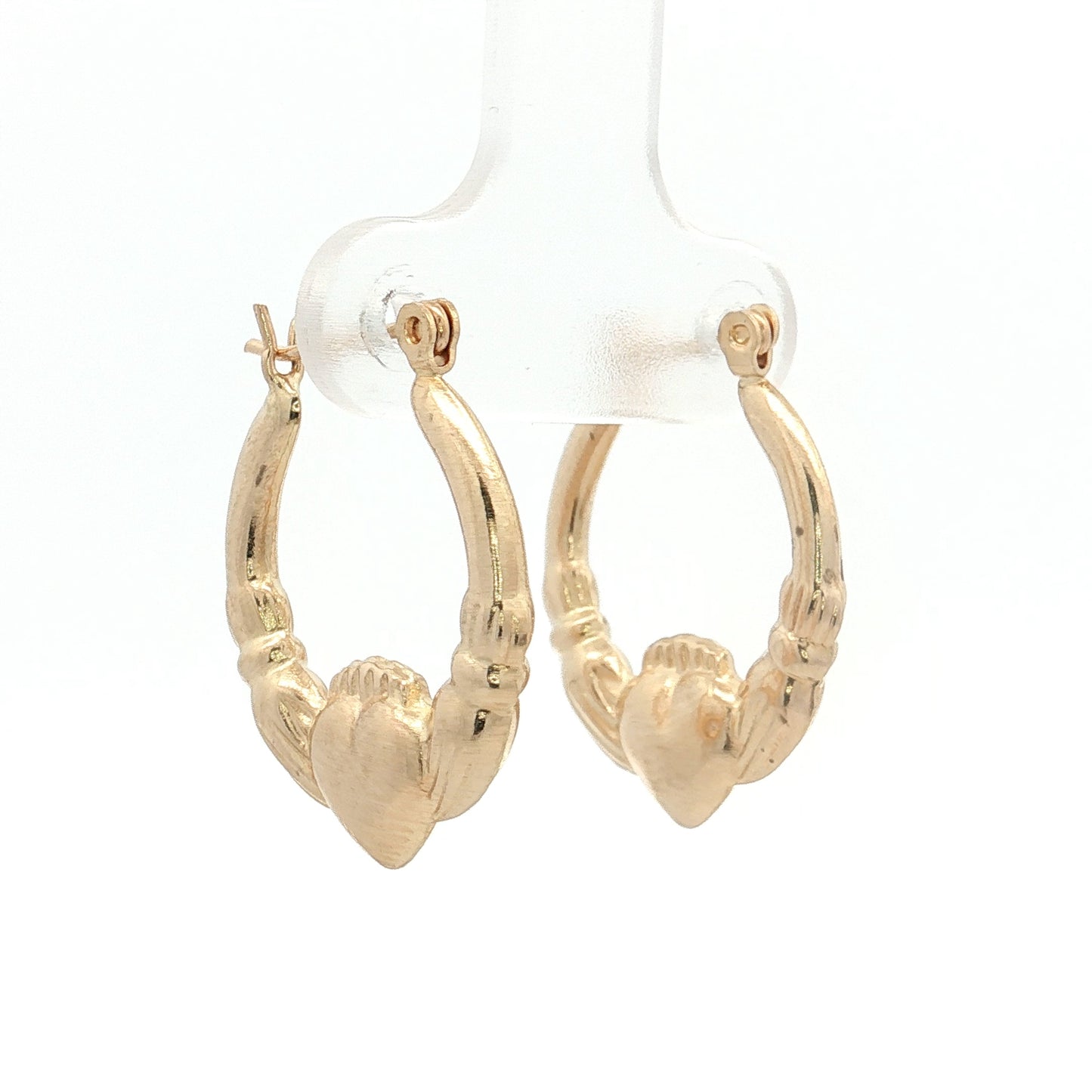 22mm Claddagh Hoop Earrings 14k Yellow Gold