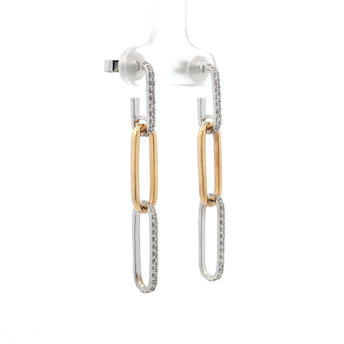 .90 Diamond Paperclip Link Earrings 18k