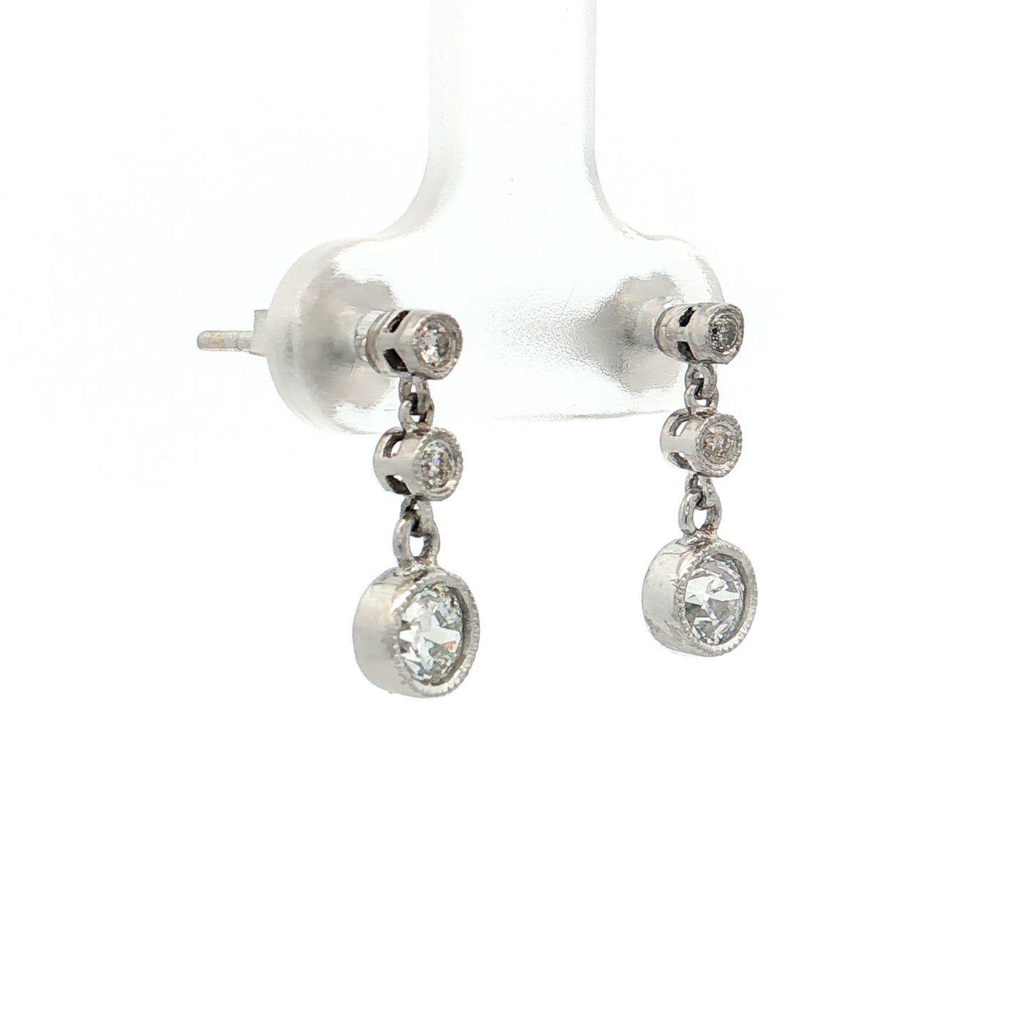 .72 Old European Diamond Drop Earrings 18k